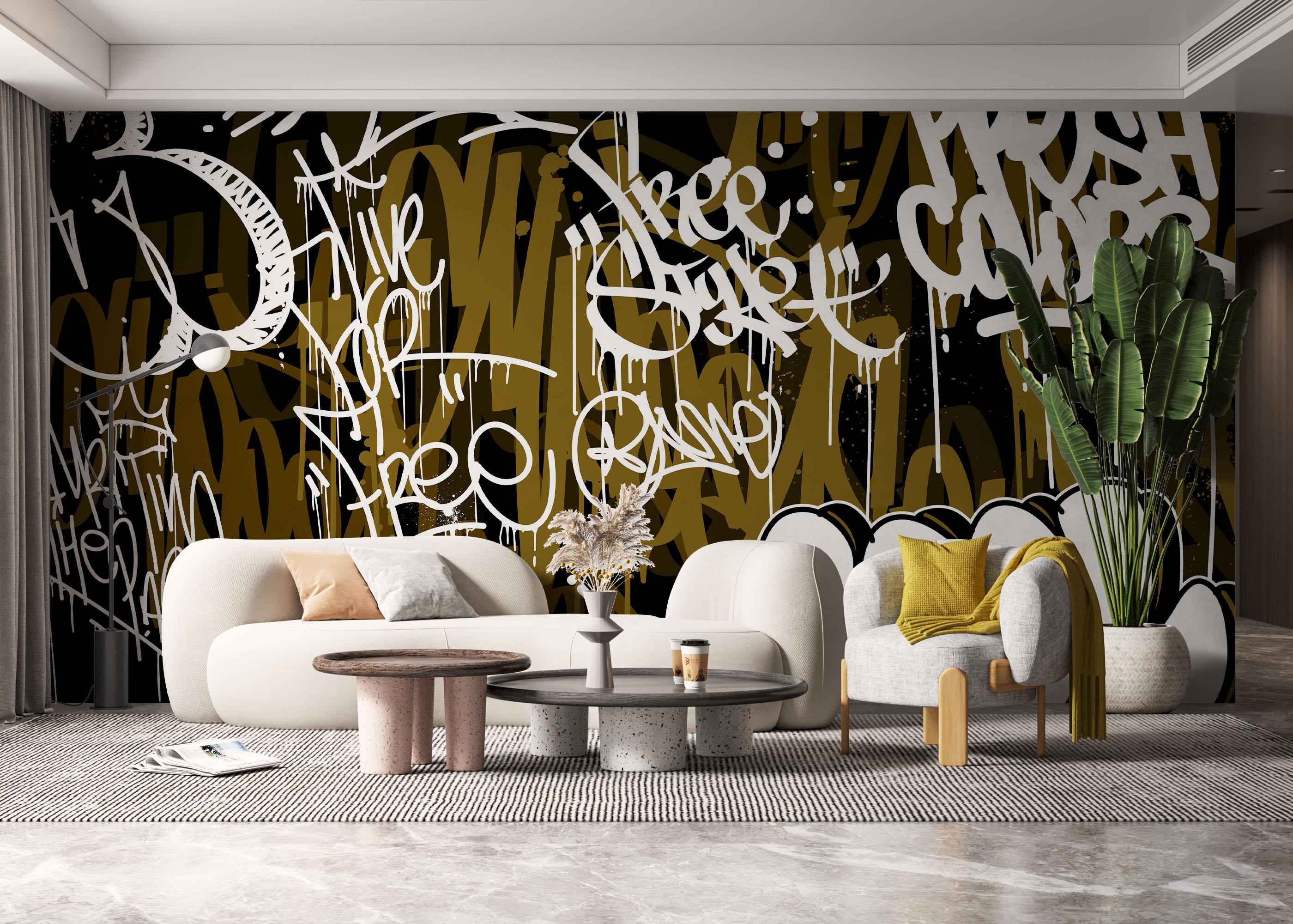 Fotótapéta Brown White Graffiti mockup 6