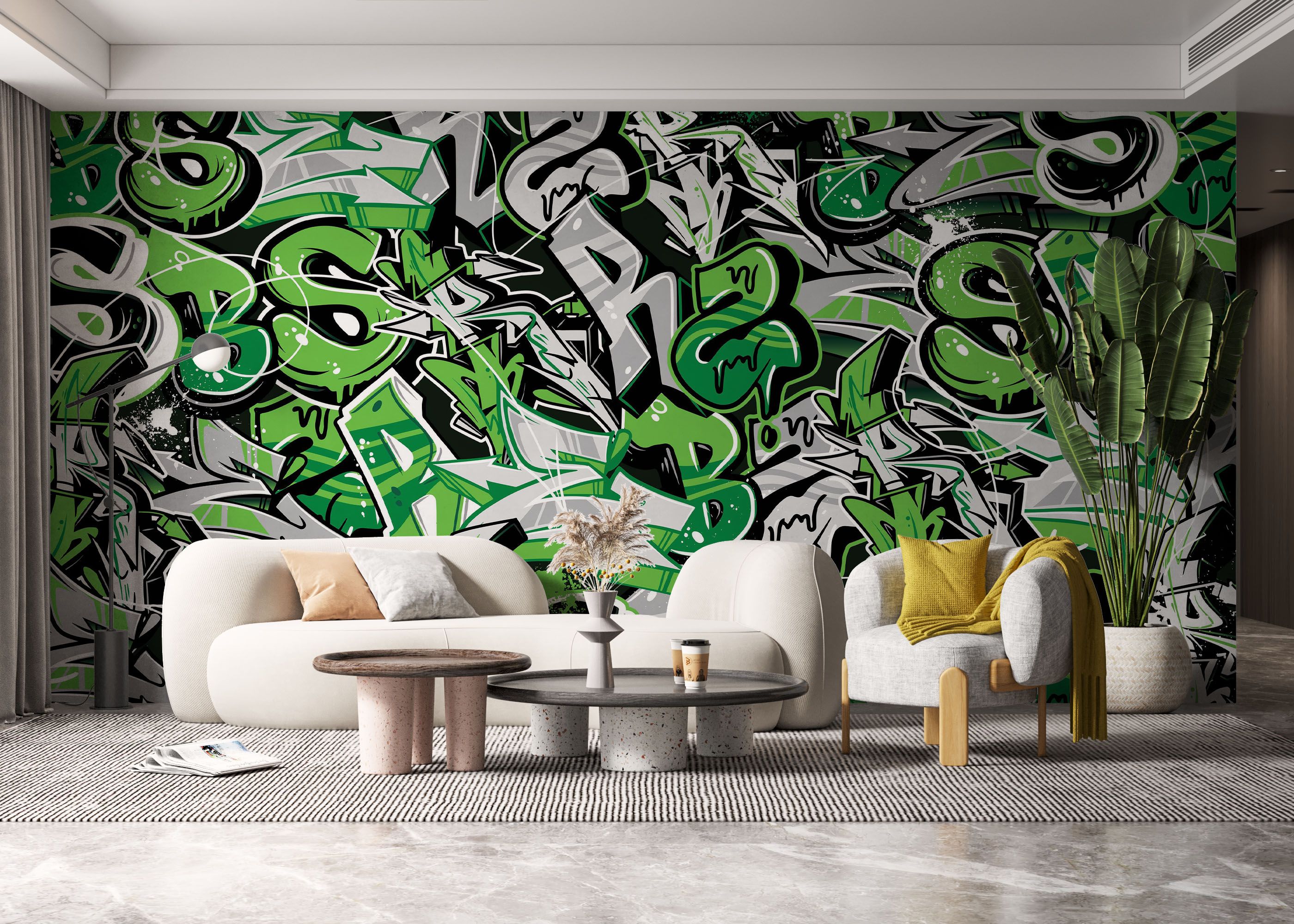 Green Letters Graffiti mockup 6