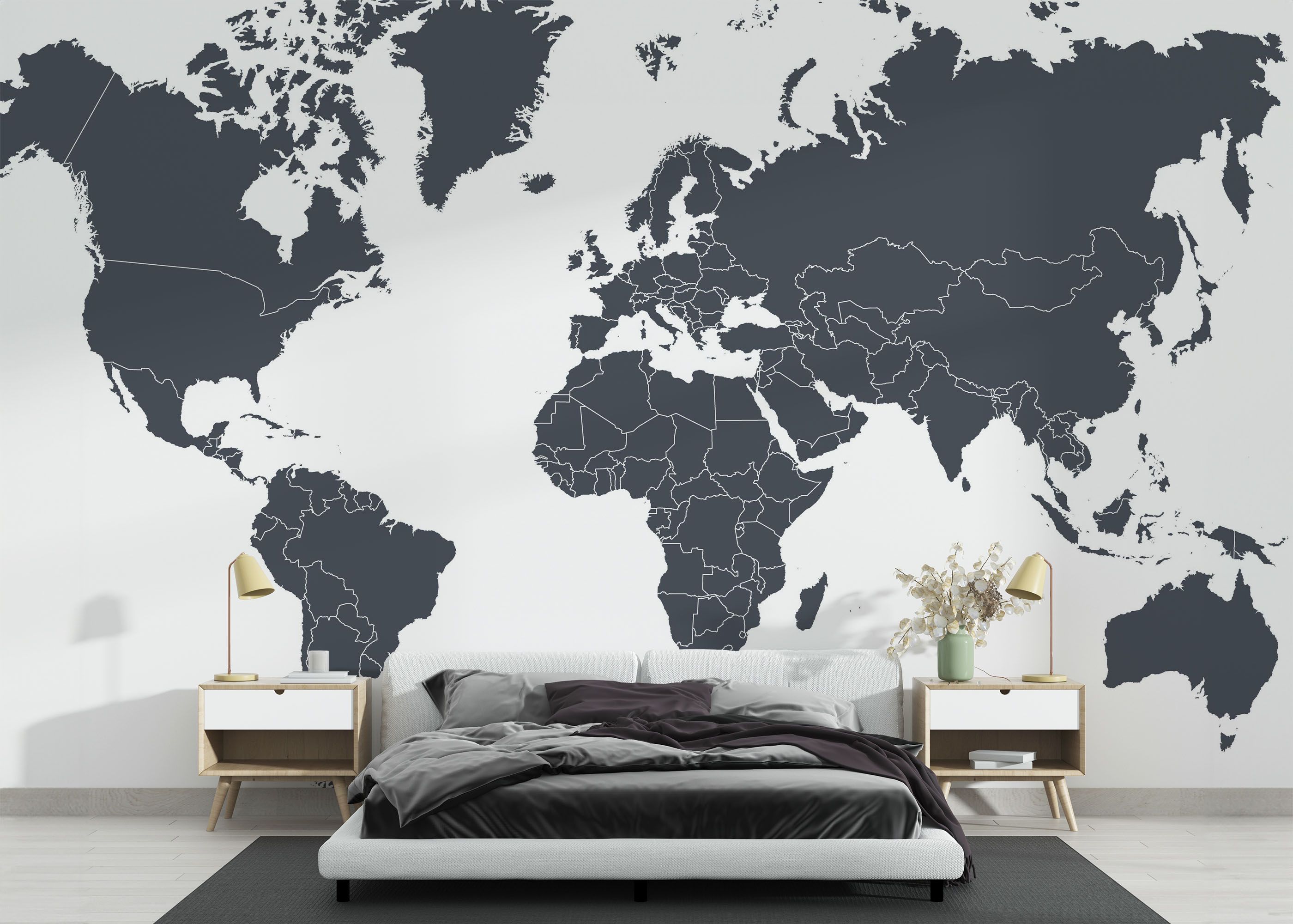 Grey World Map mockup 3