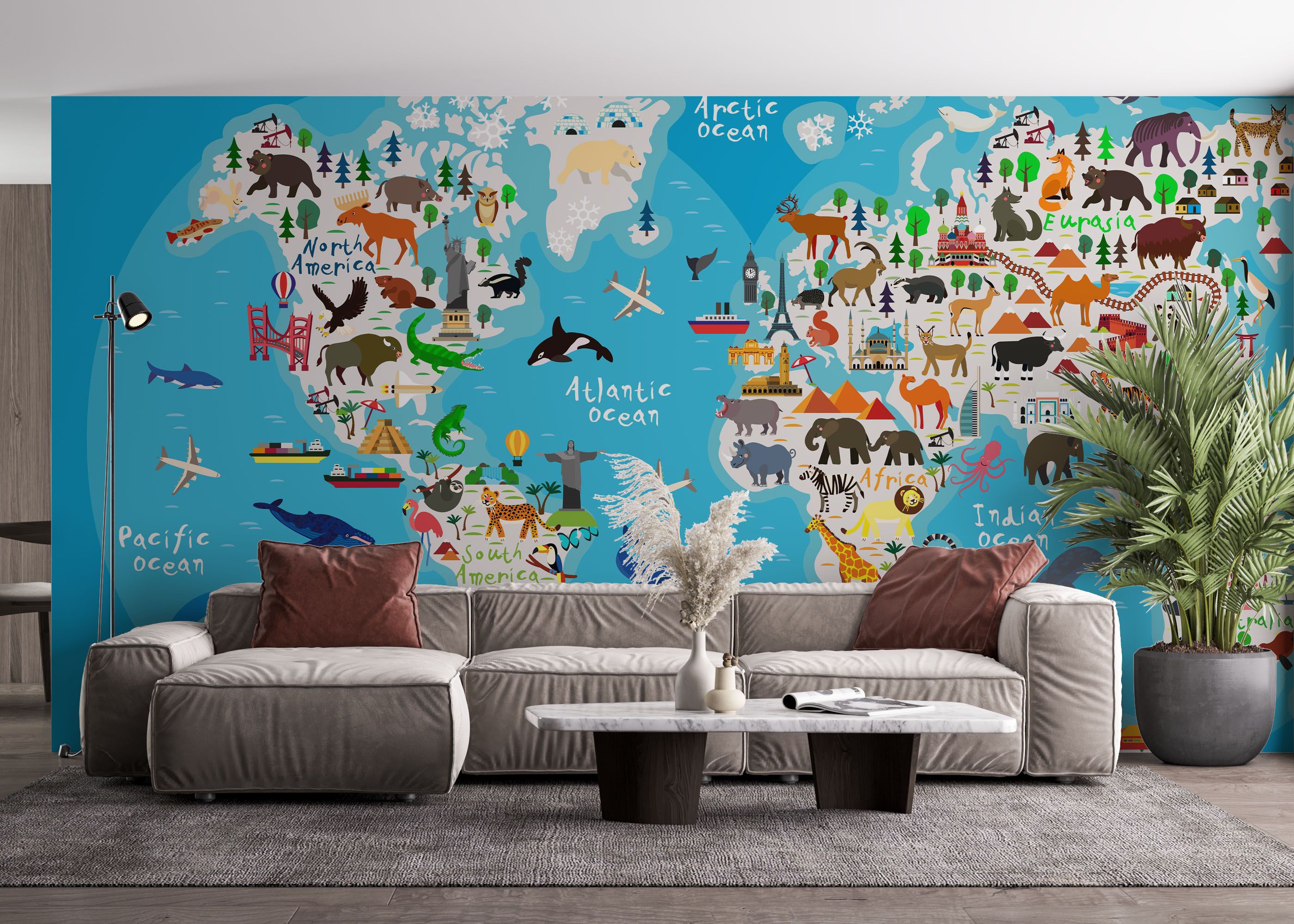 World Map Animals mockup 4