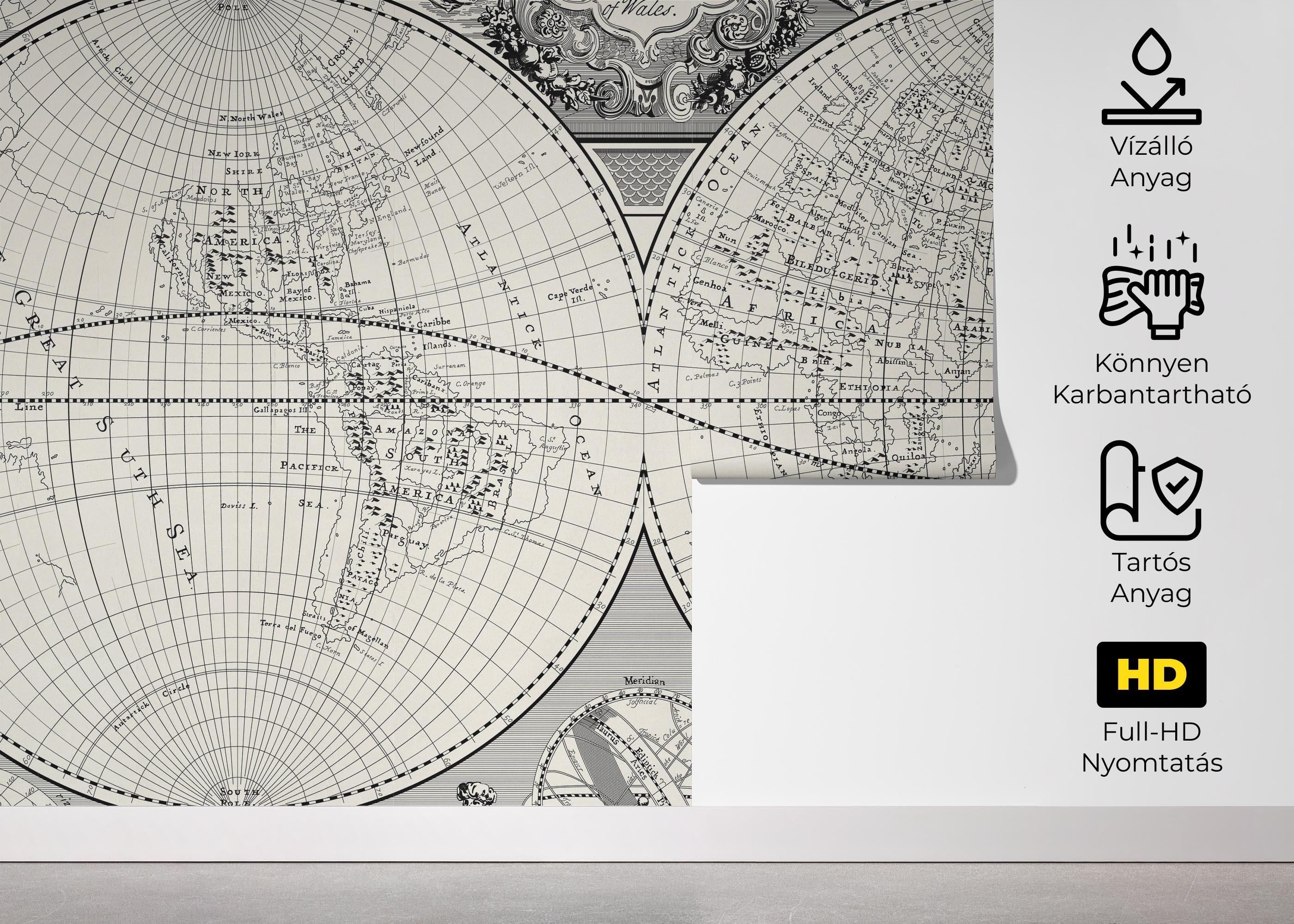 Fotótapéta Black Old Map mockup 5
