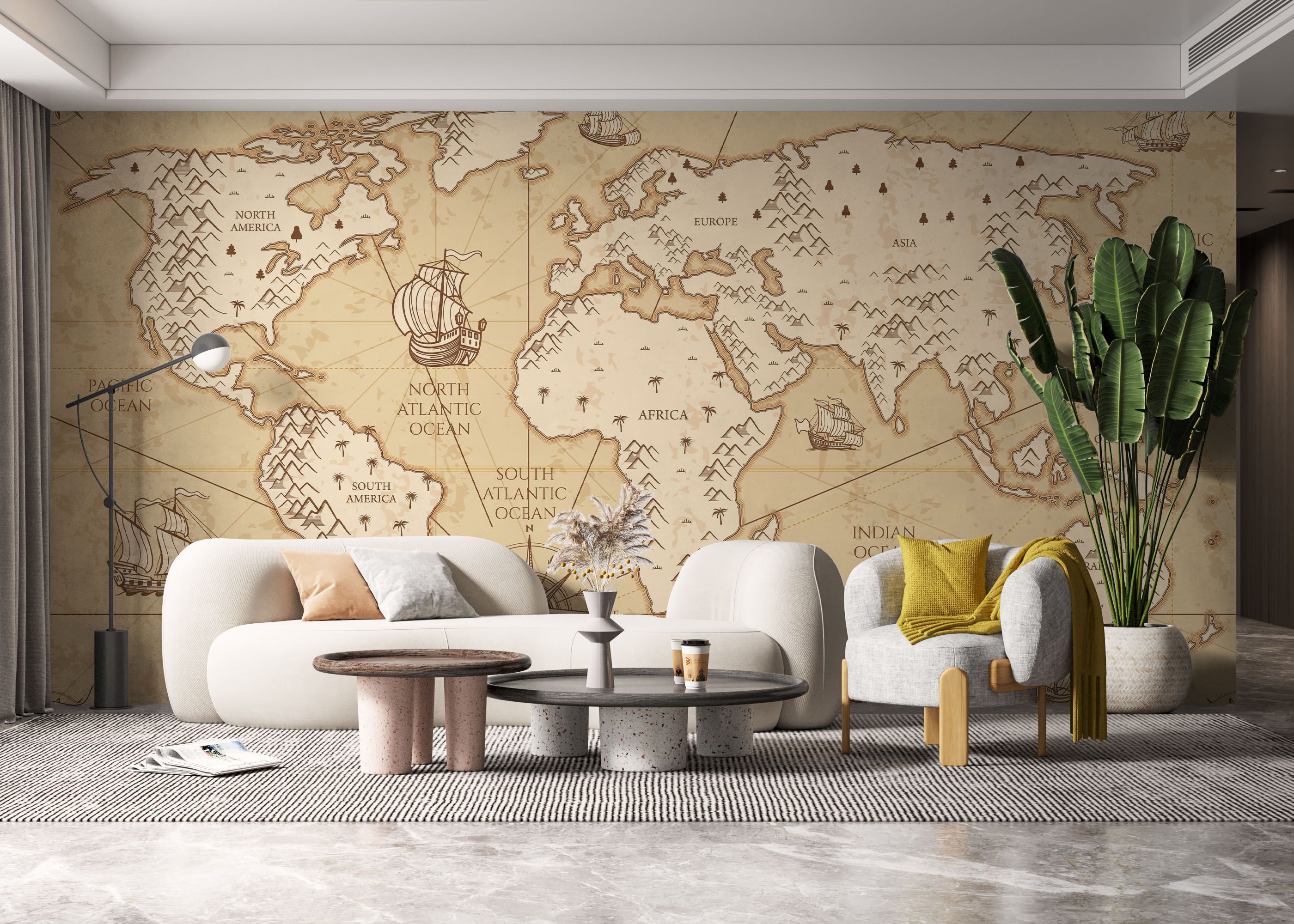 Cream Map Compass mockup 6