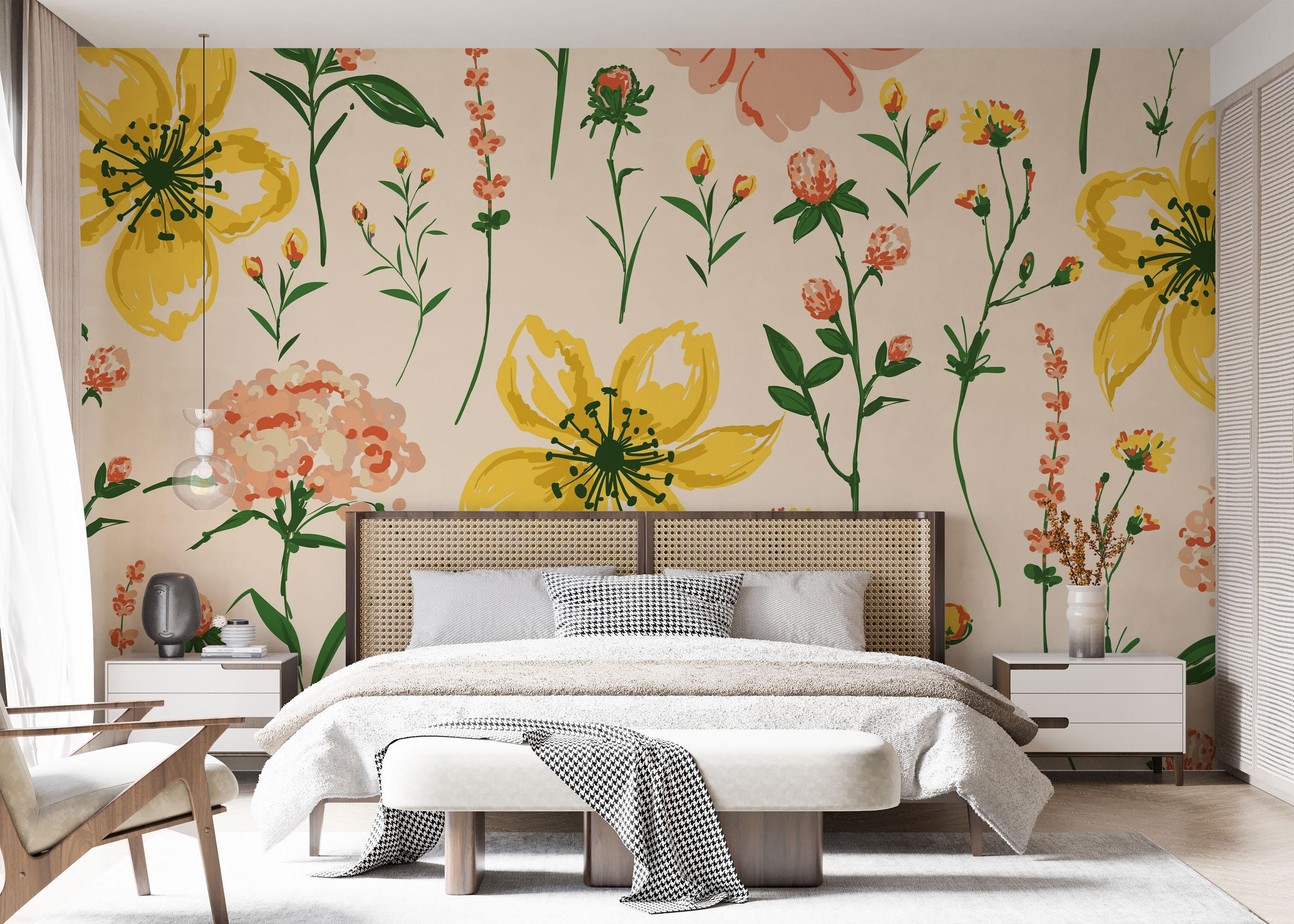 Fotótapéta Yellow Pink Flower mockup 7