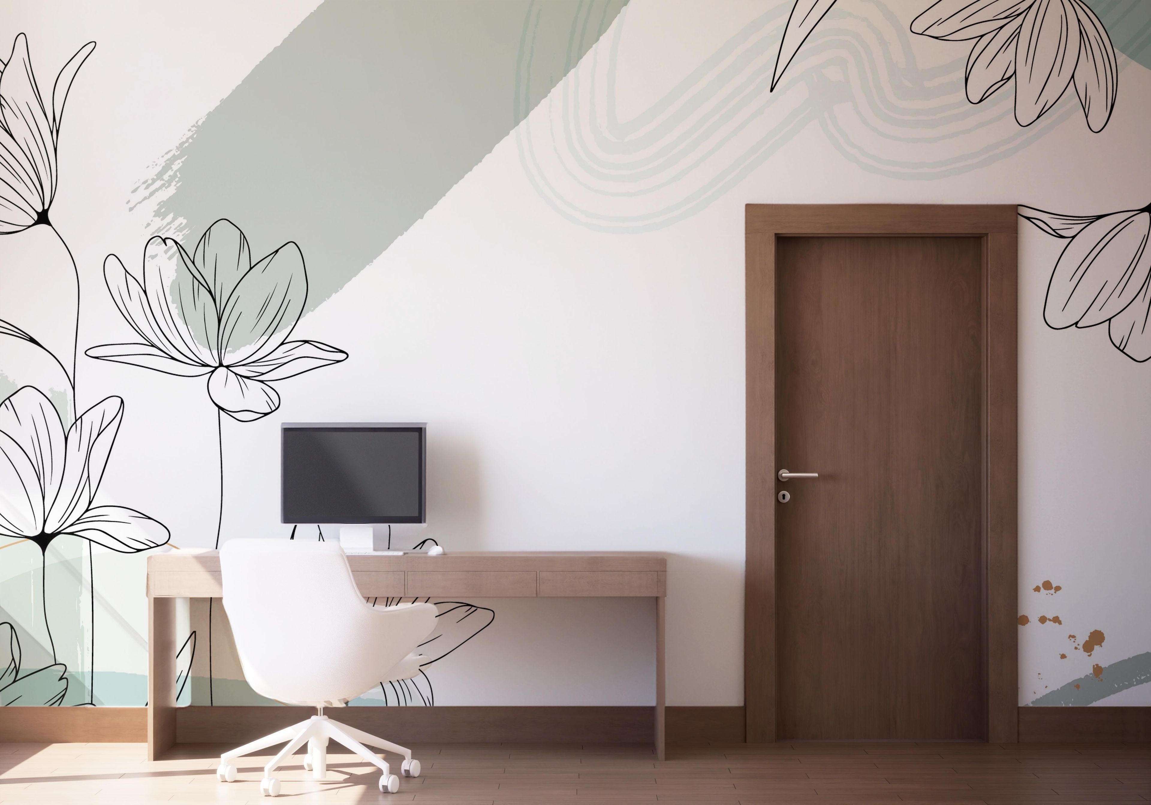 Green Flower Wall mockup 1