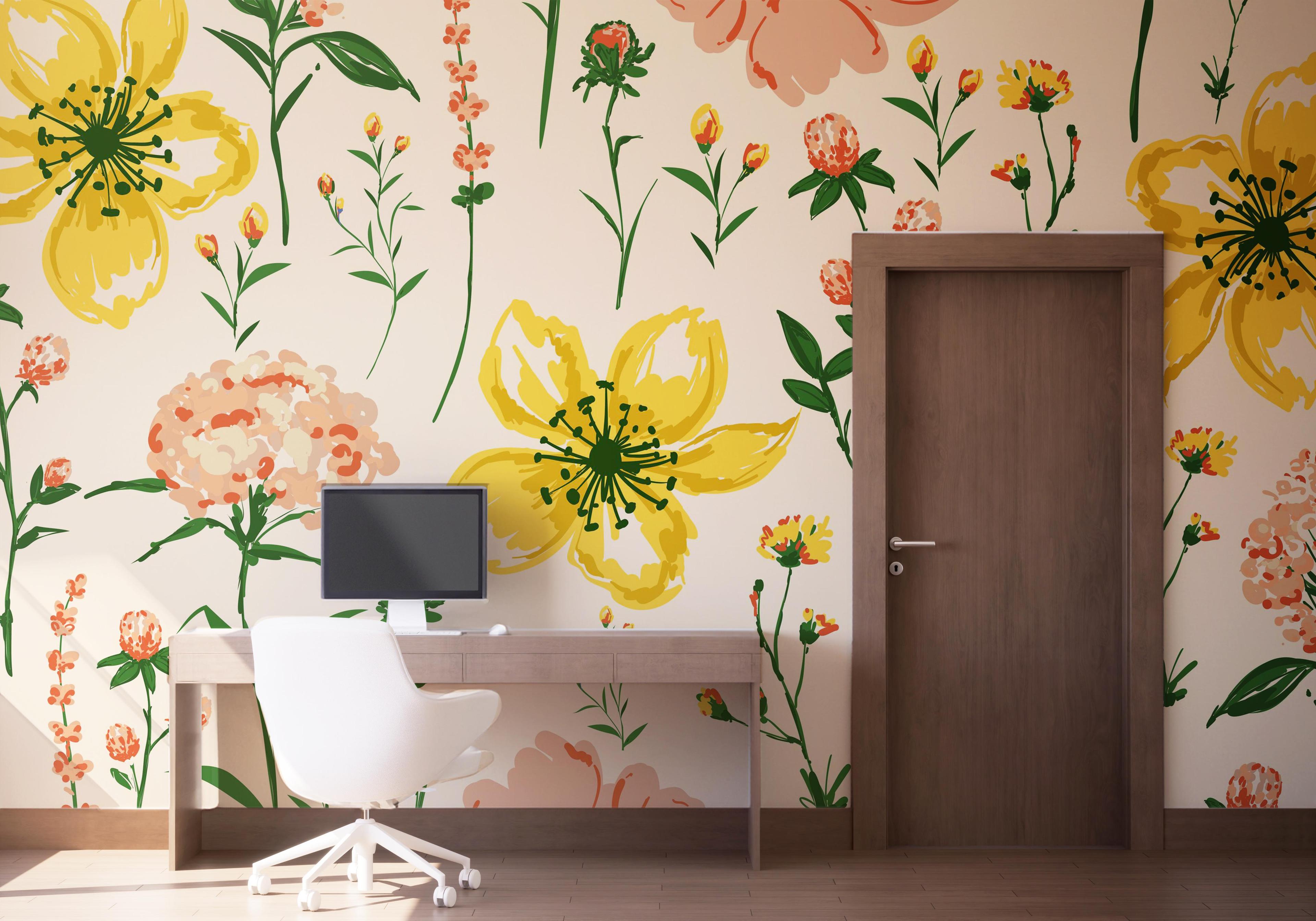 Fotótapéta Yellow Pink Flower mockup 1