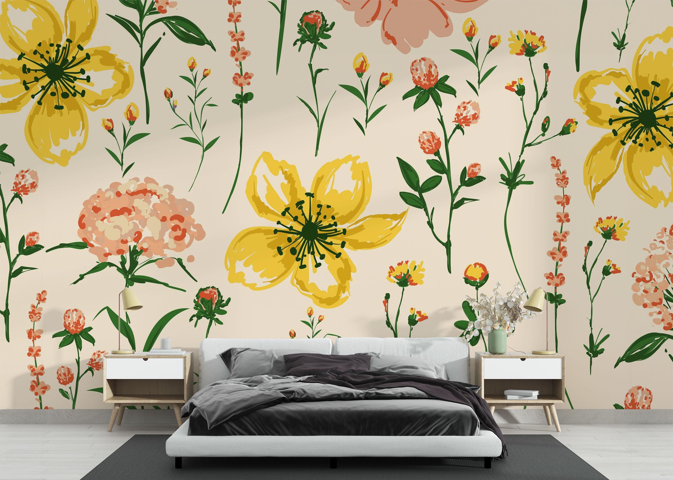 Fotótapéta Yellow Pink Flower mockup 3