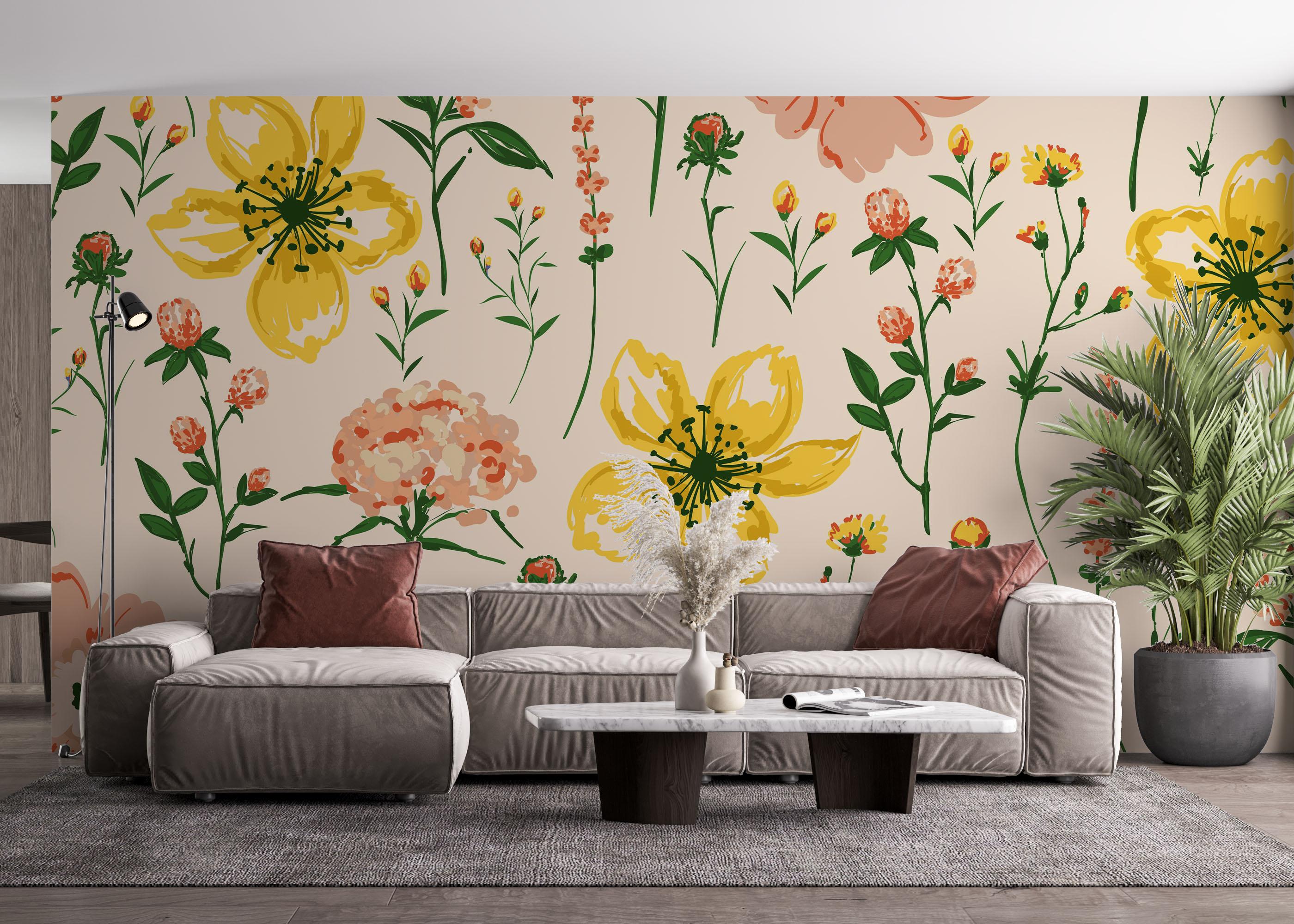 Fotótapéta Yellow Pink Flower mockup 4