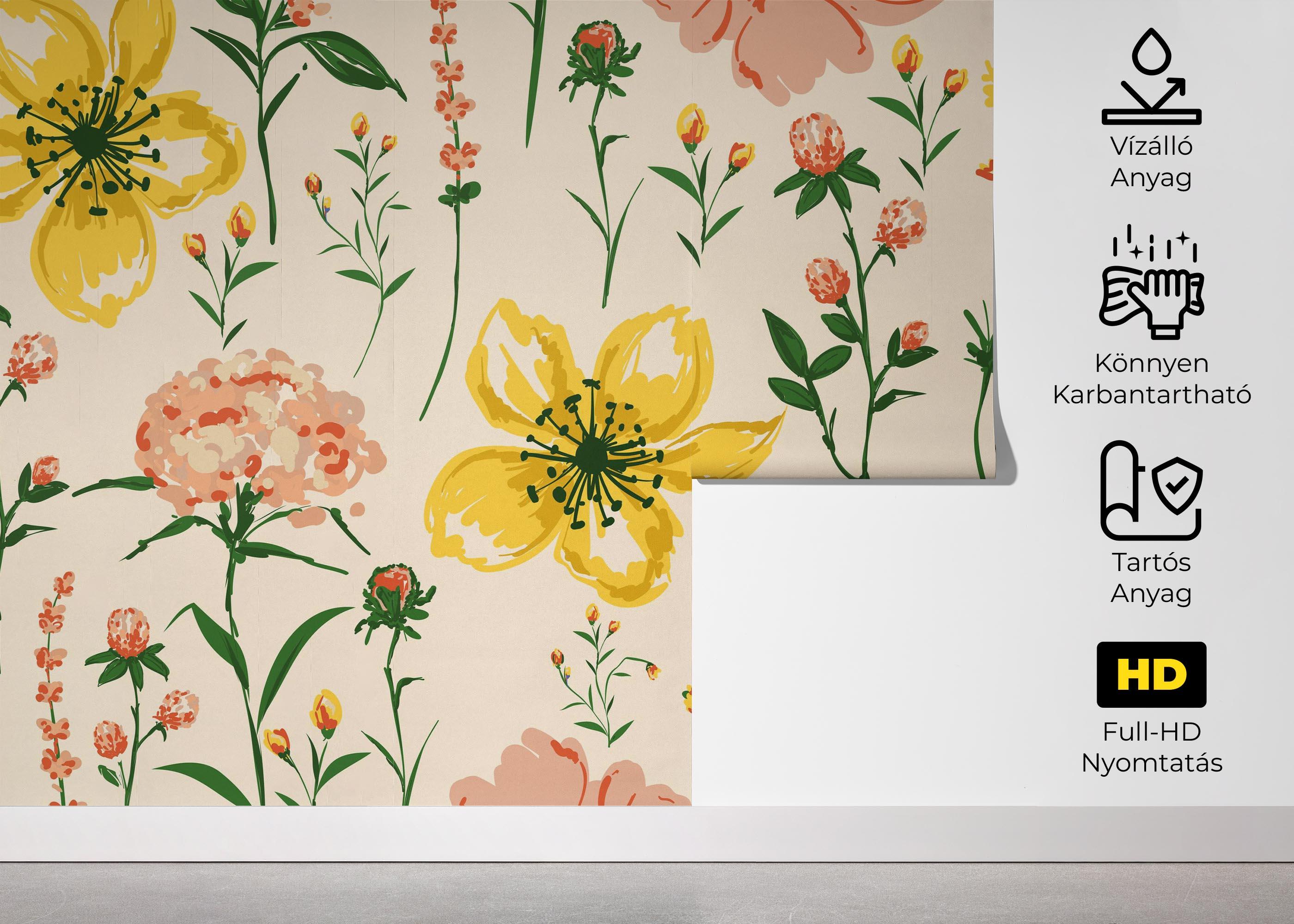 Fotótapéta Yellow Pink Flower mockup 5