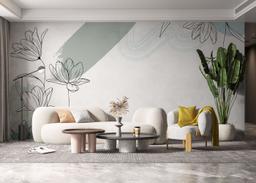 Green Flower Wall mockup 6