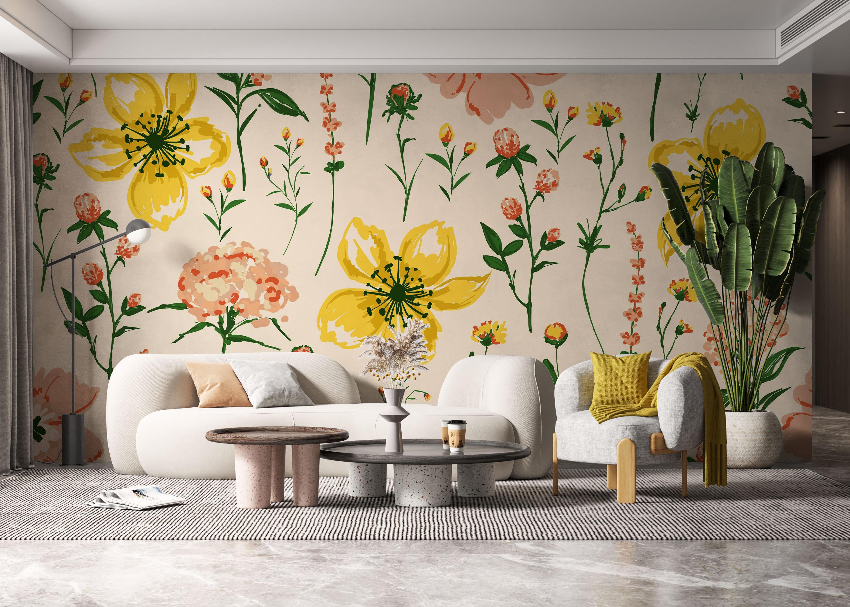 Fotótapéta Yellow Pink Flower mockup 6