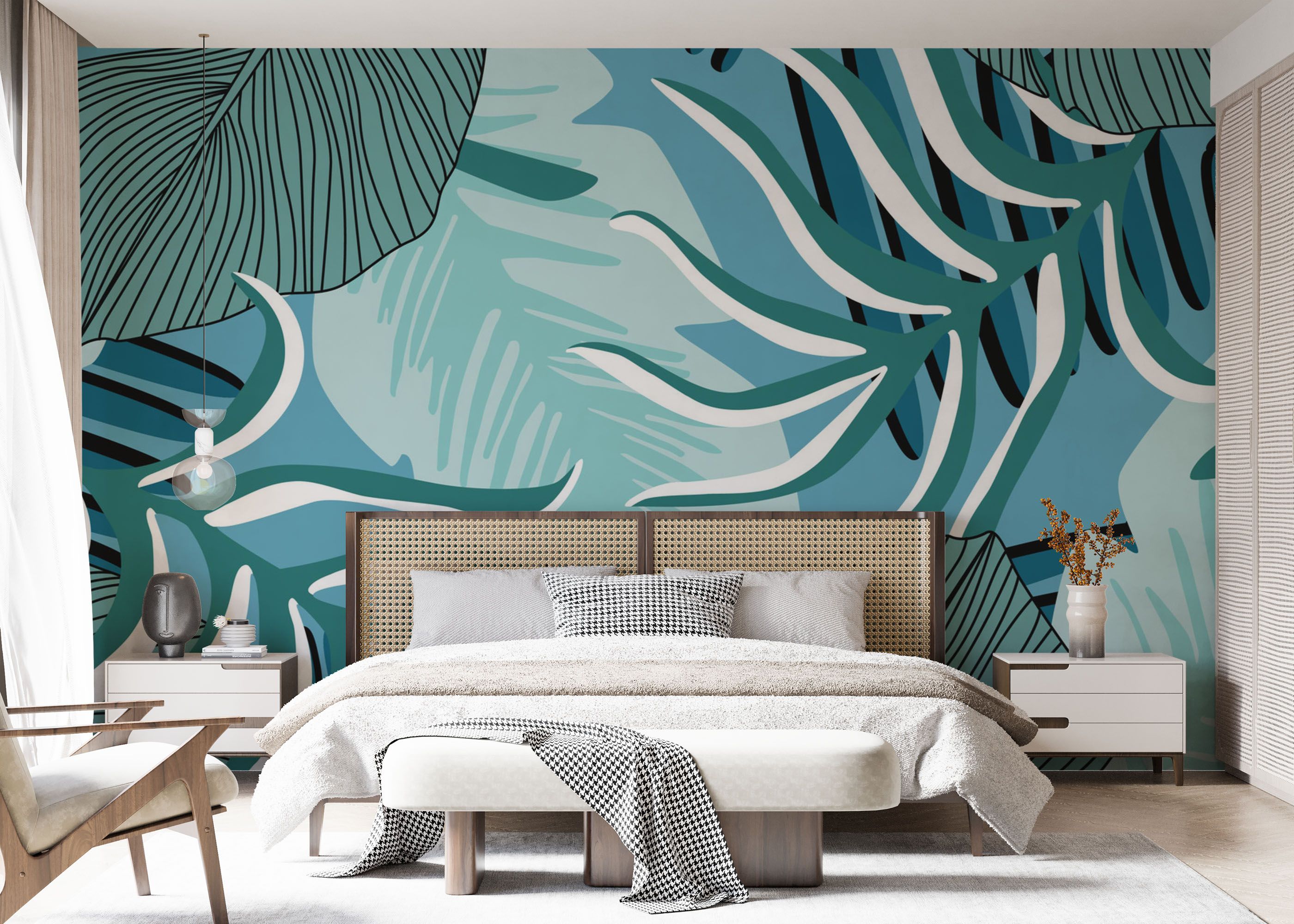 Blue Leaves Pattern mockup 7