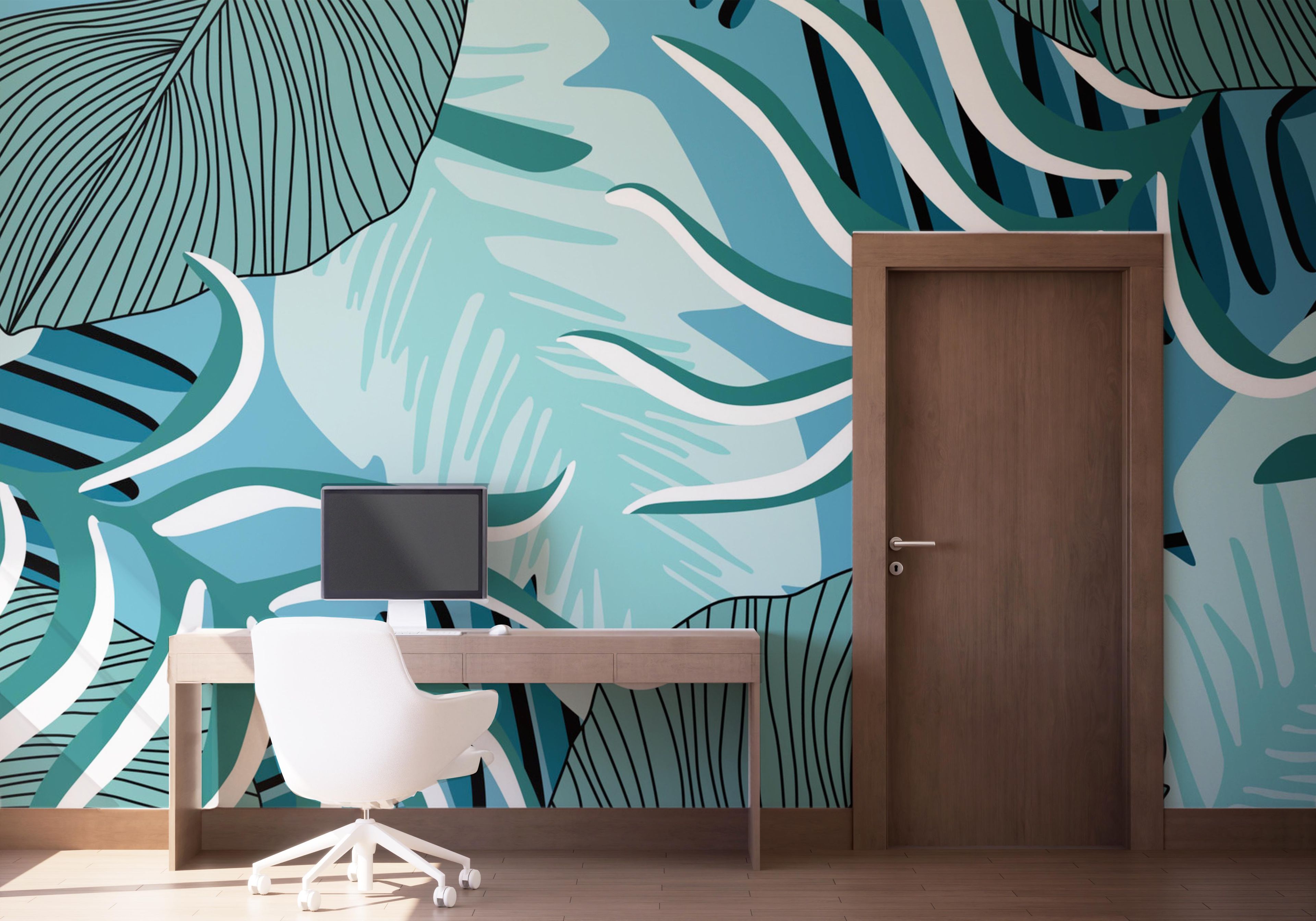 Blue Leaves Pattern mockup 1