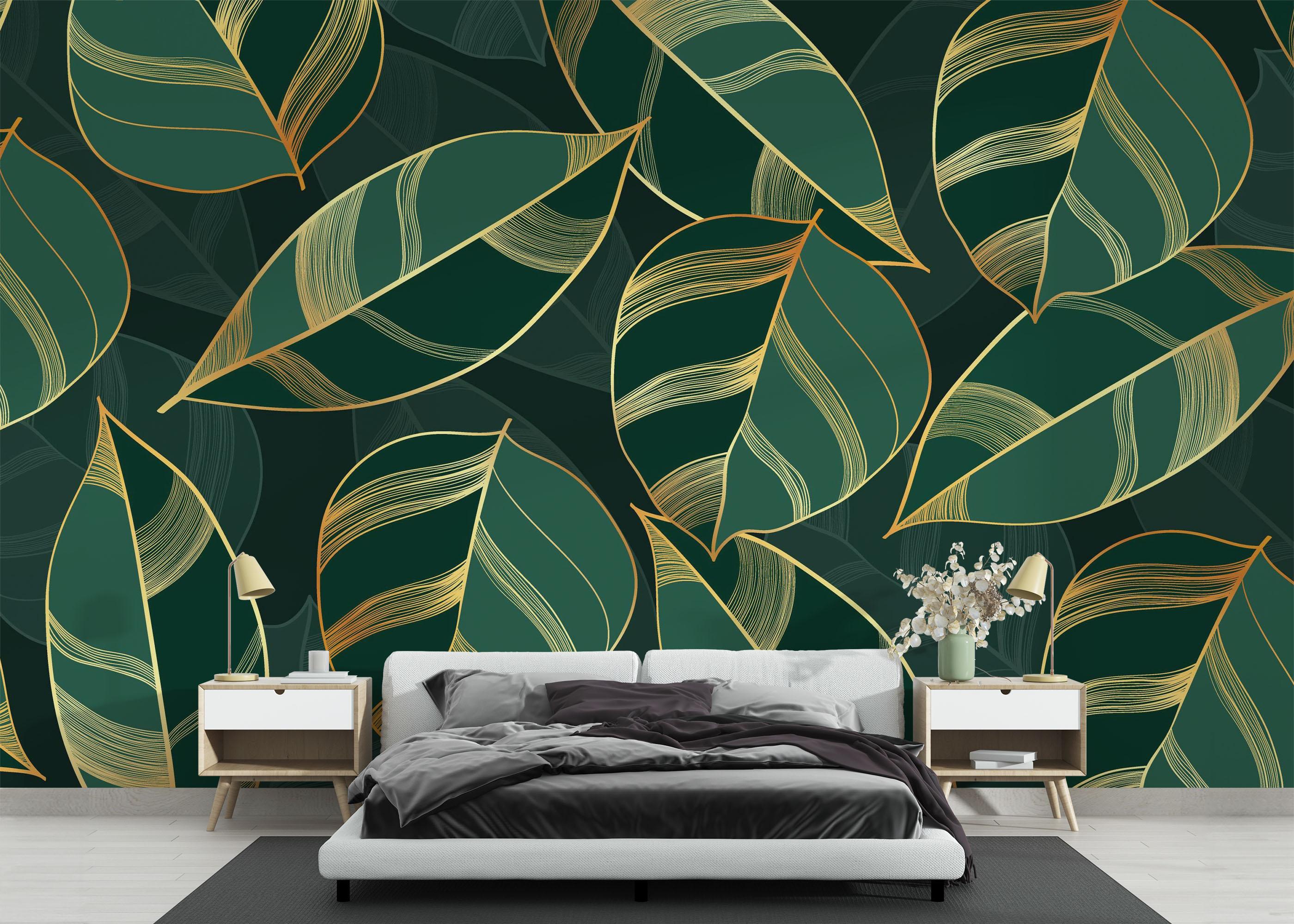 Fotótapéta Circle Green Leaves mockup 3