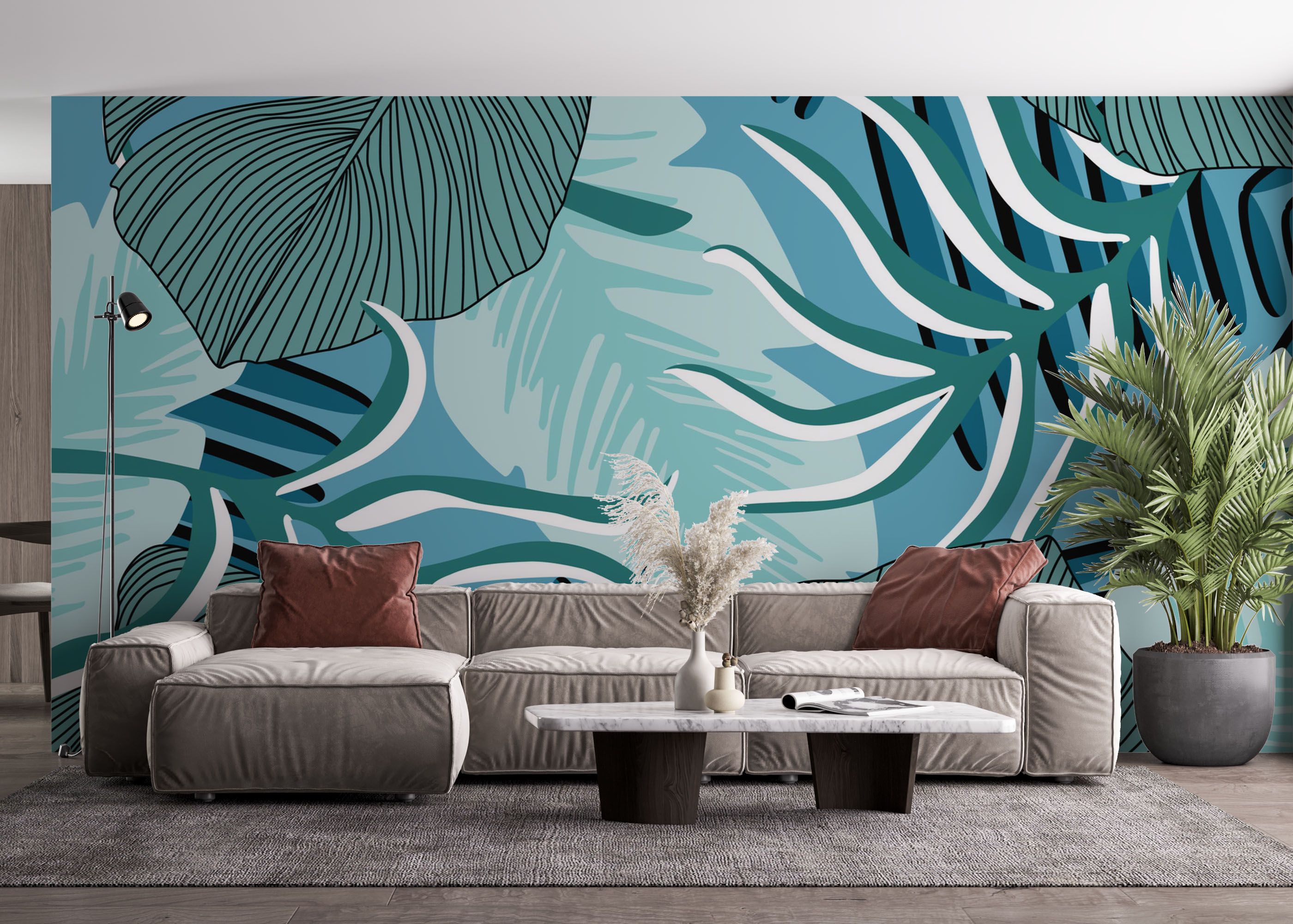 Blue Leaves Pattern mockup 4