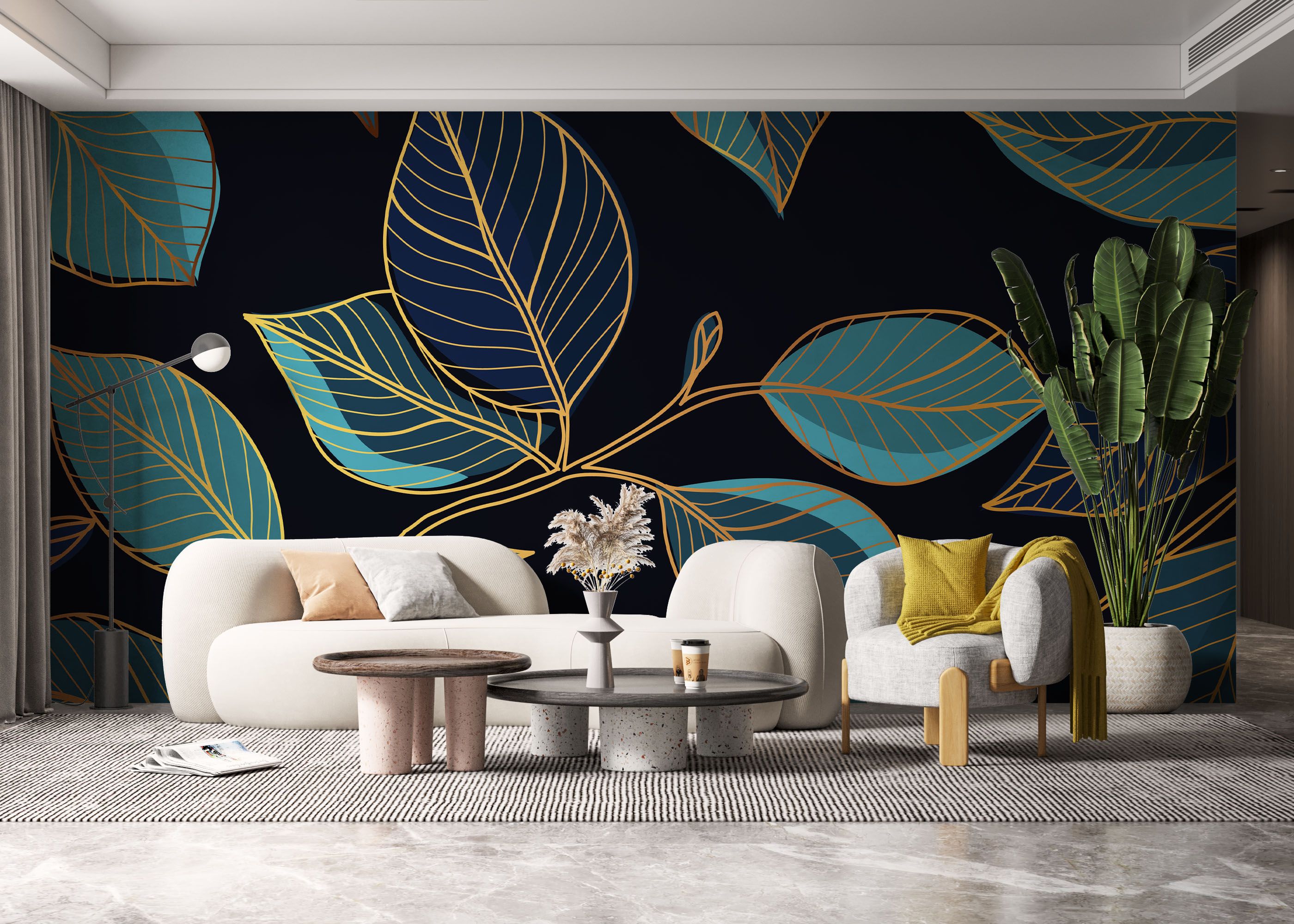 Blue Shades Leaves mockup 6