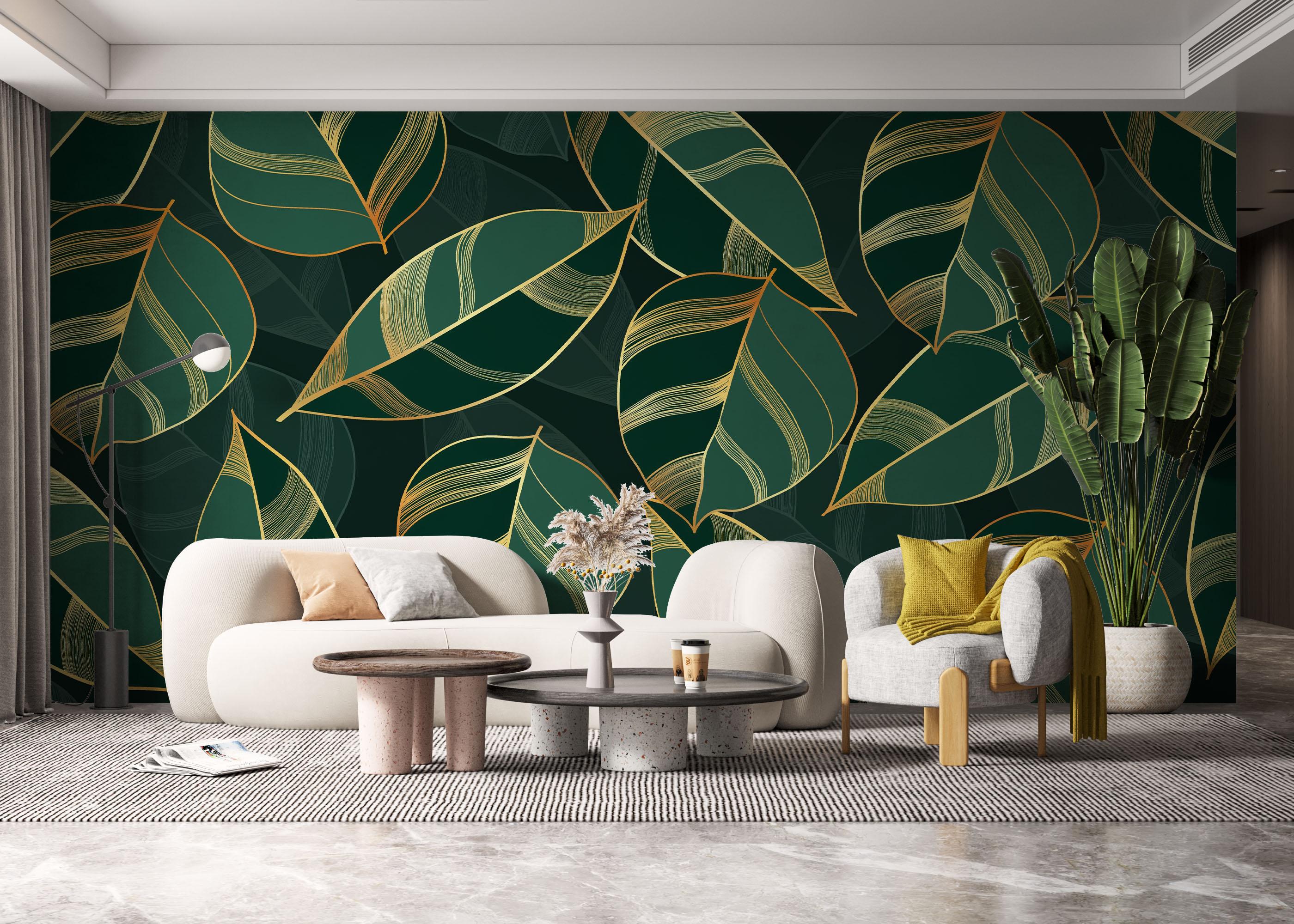 Fotótapéta Circle Green Leaves mockup 6