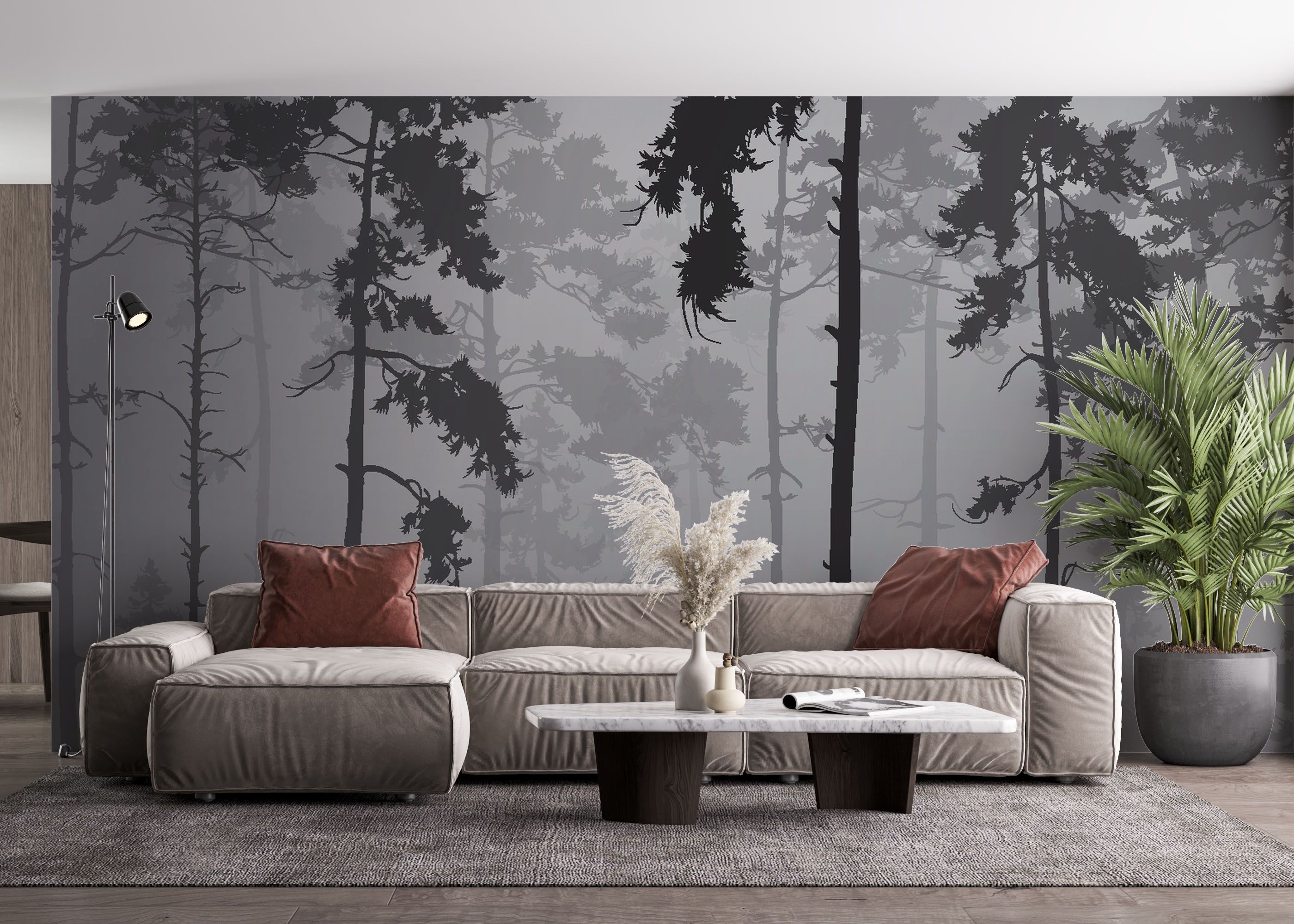 Grey Foggy Forest mockup 4