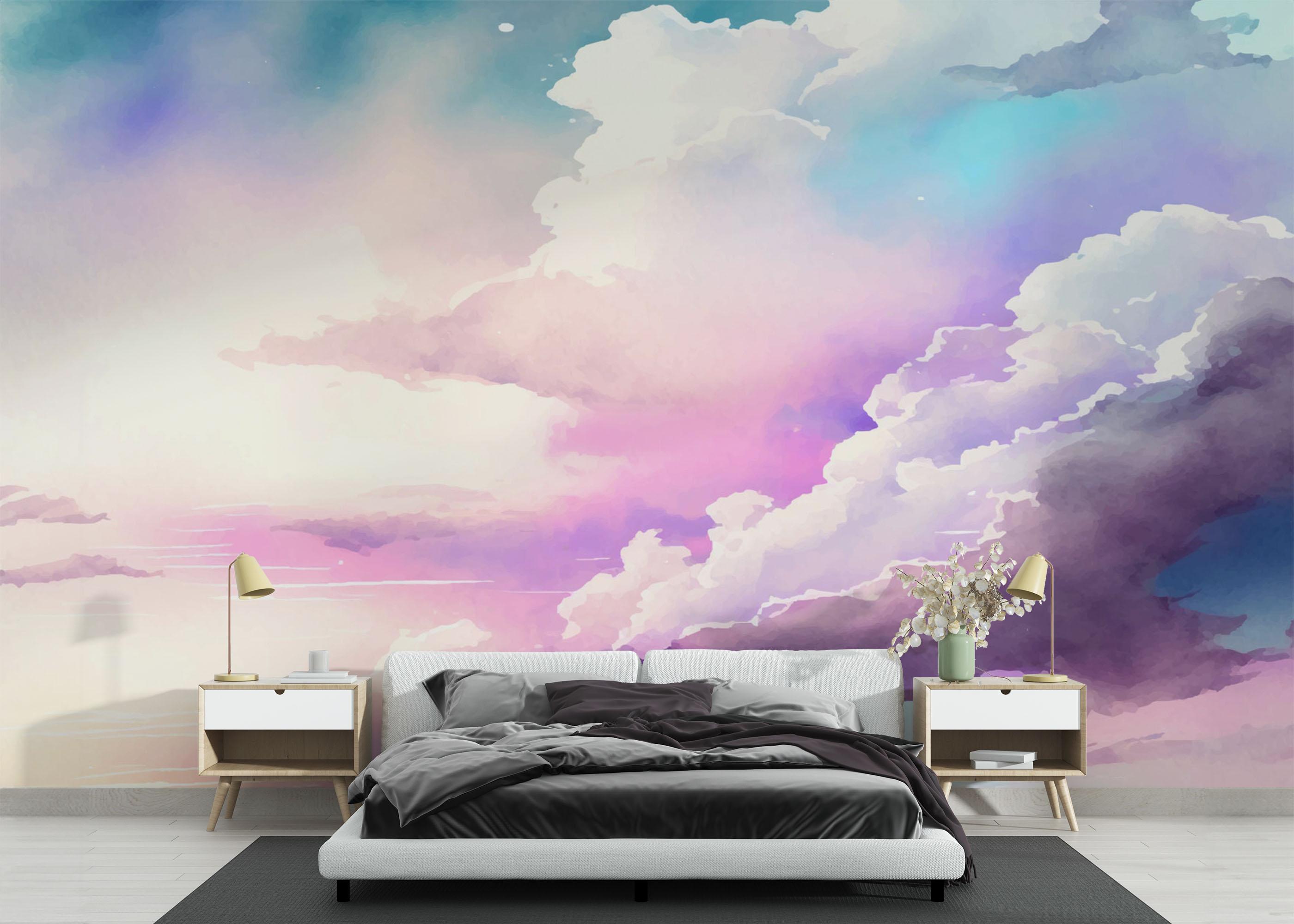 Fotótapéta Watercolor Purple Sky mockup 3