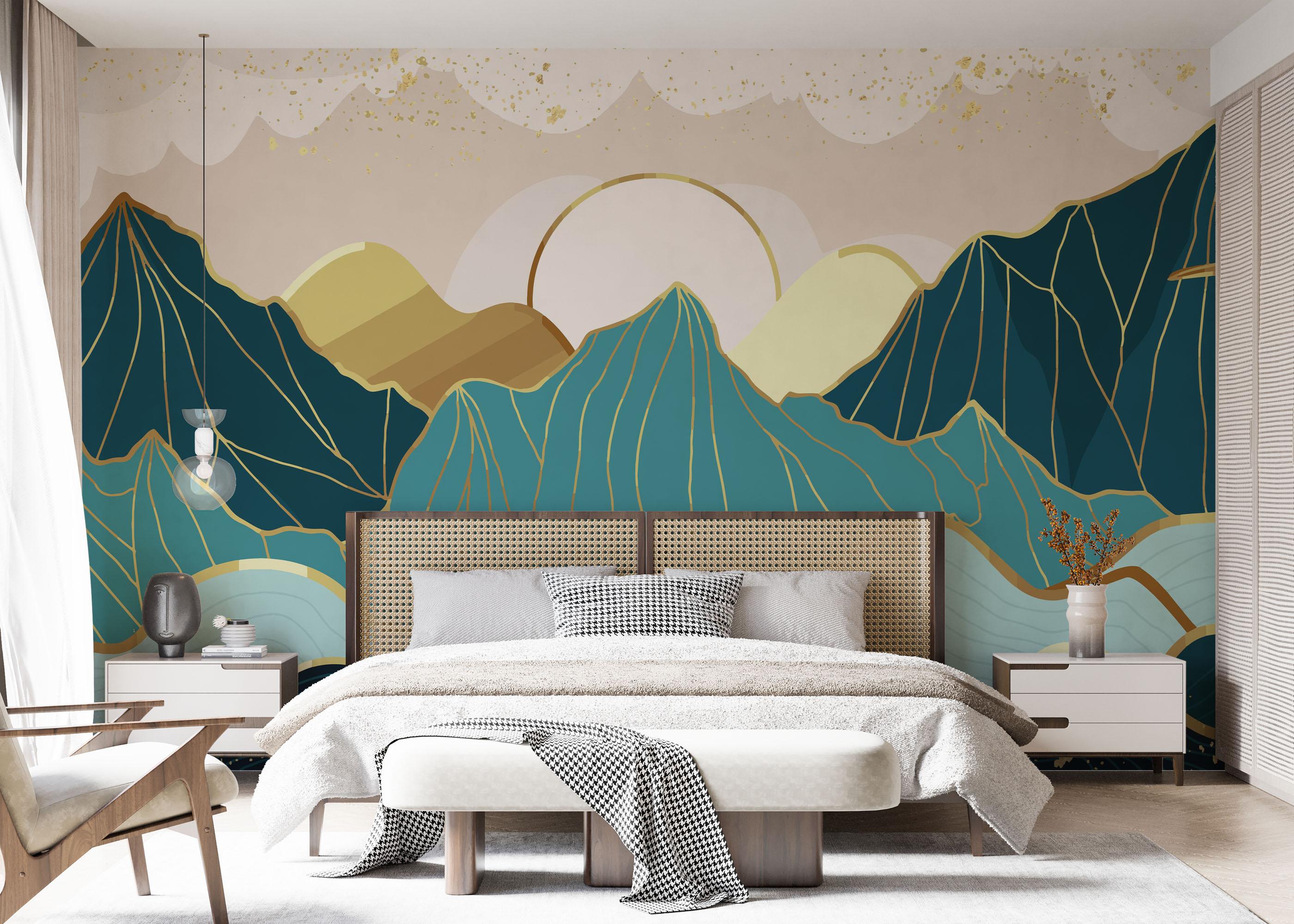 Fotótapéta Blue Gold Mountain mockup 7