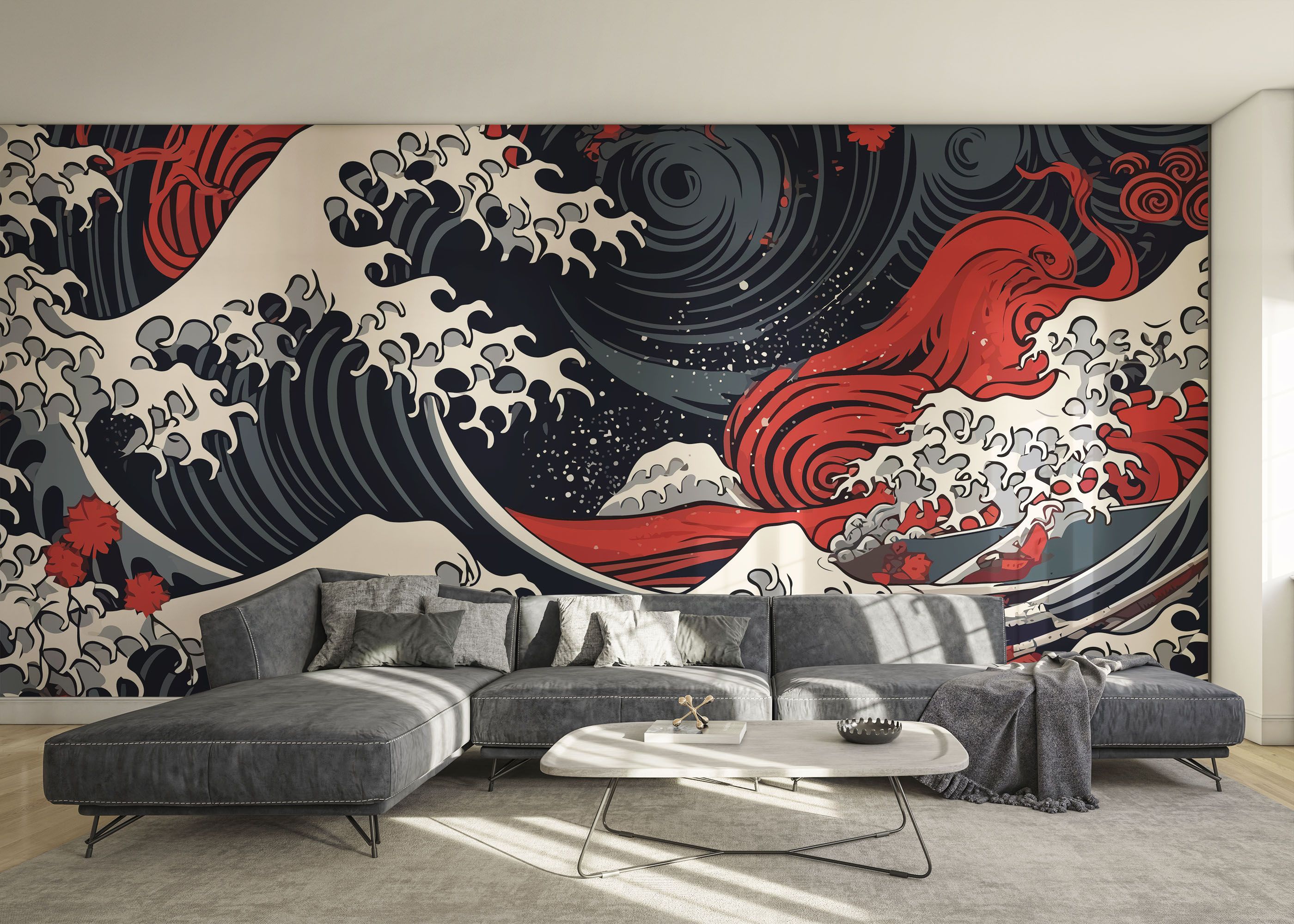 Red Blue Wave Art mockup 0