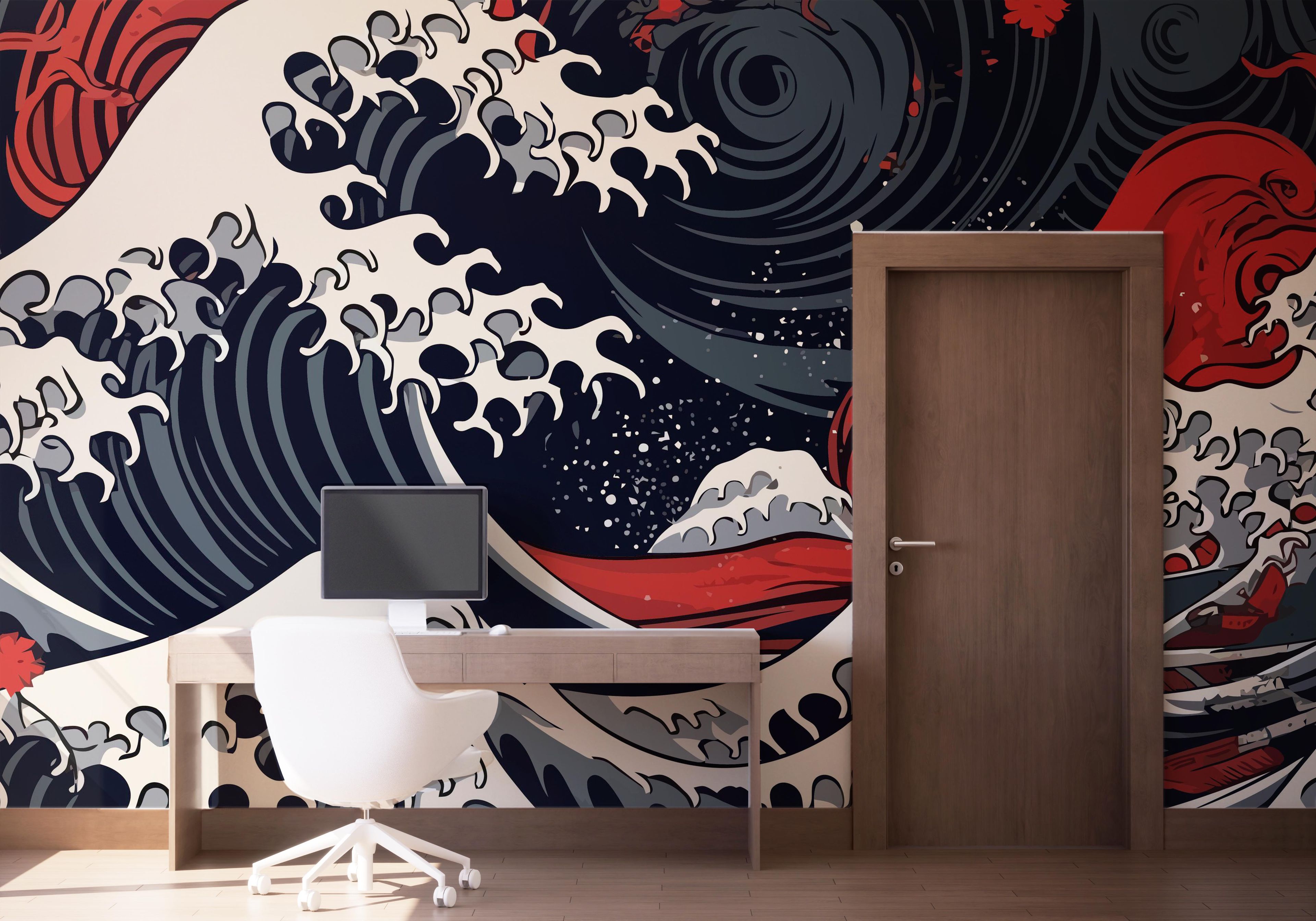 Red Blue Wave Art mockup 1