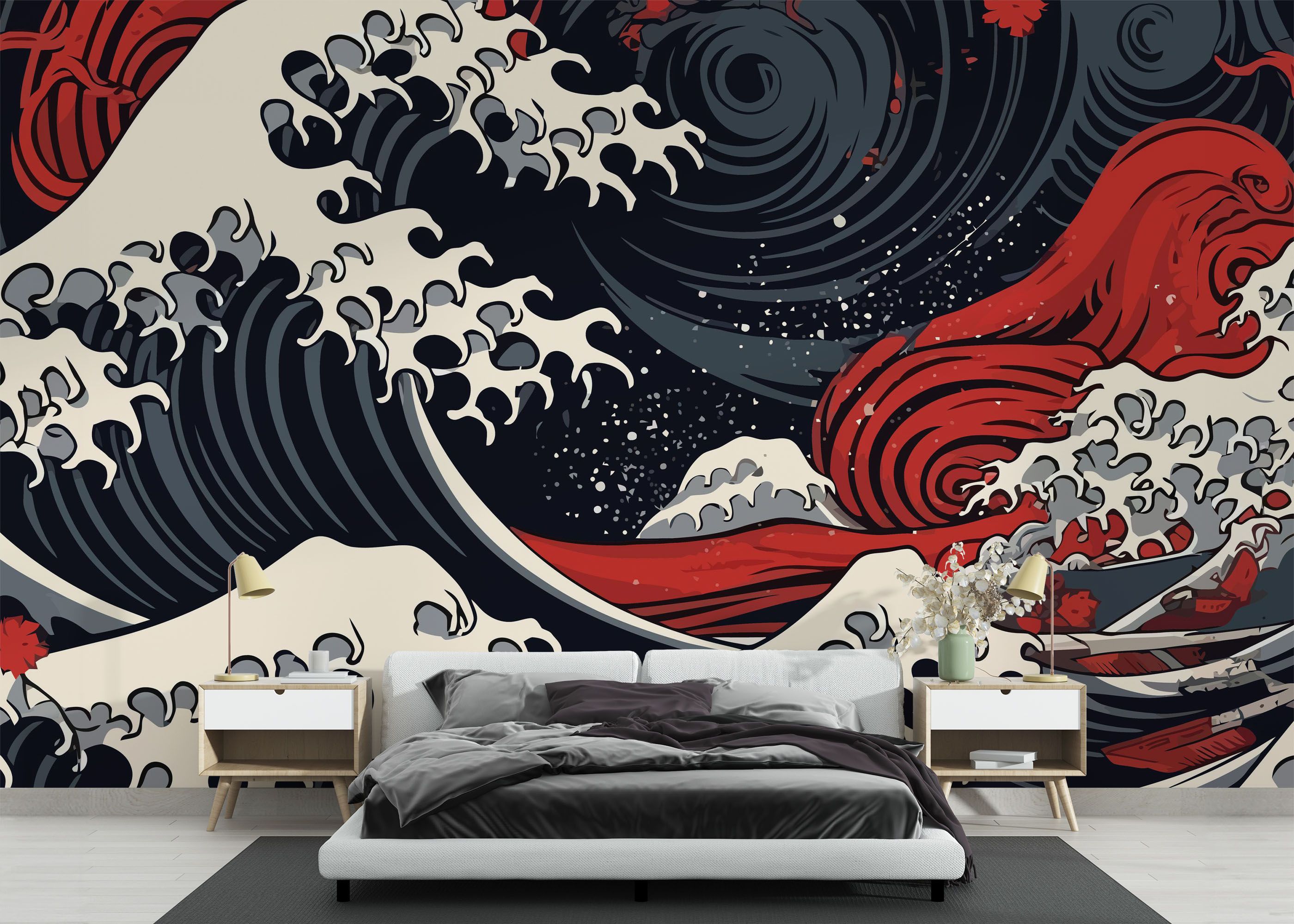 Red Blue Wave Art mockup 3