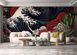 Red Blue Wave Art mockup 6