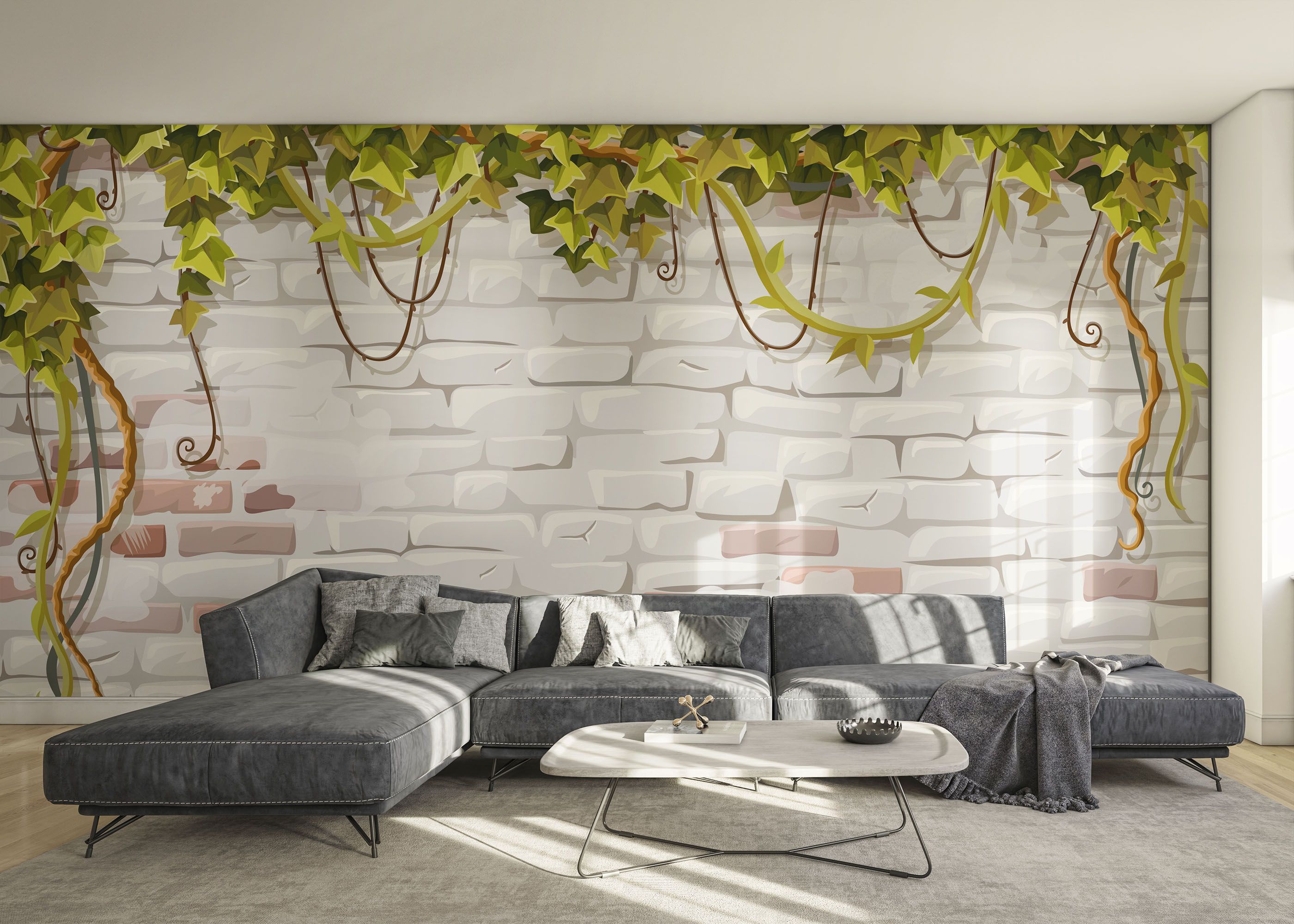 Leaves White Brick mockup 0