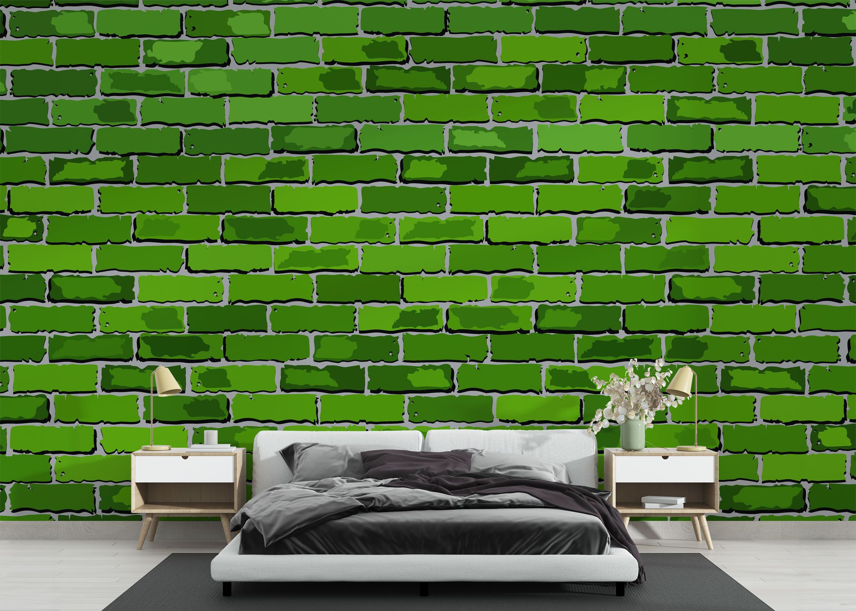 Green Color Brick mockup 3