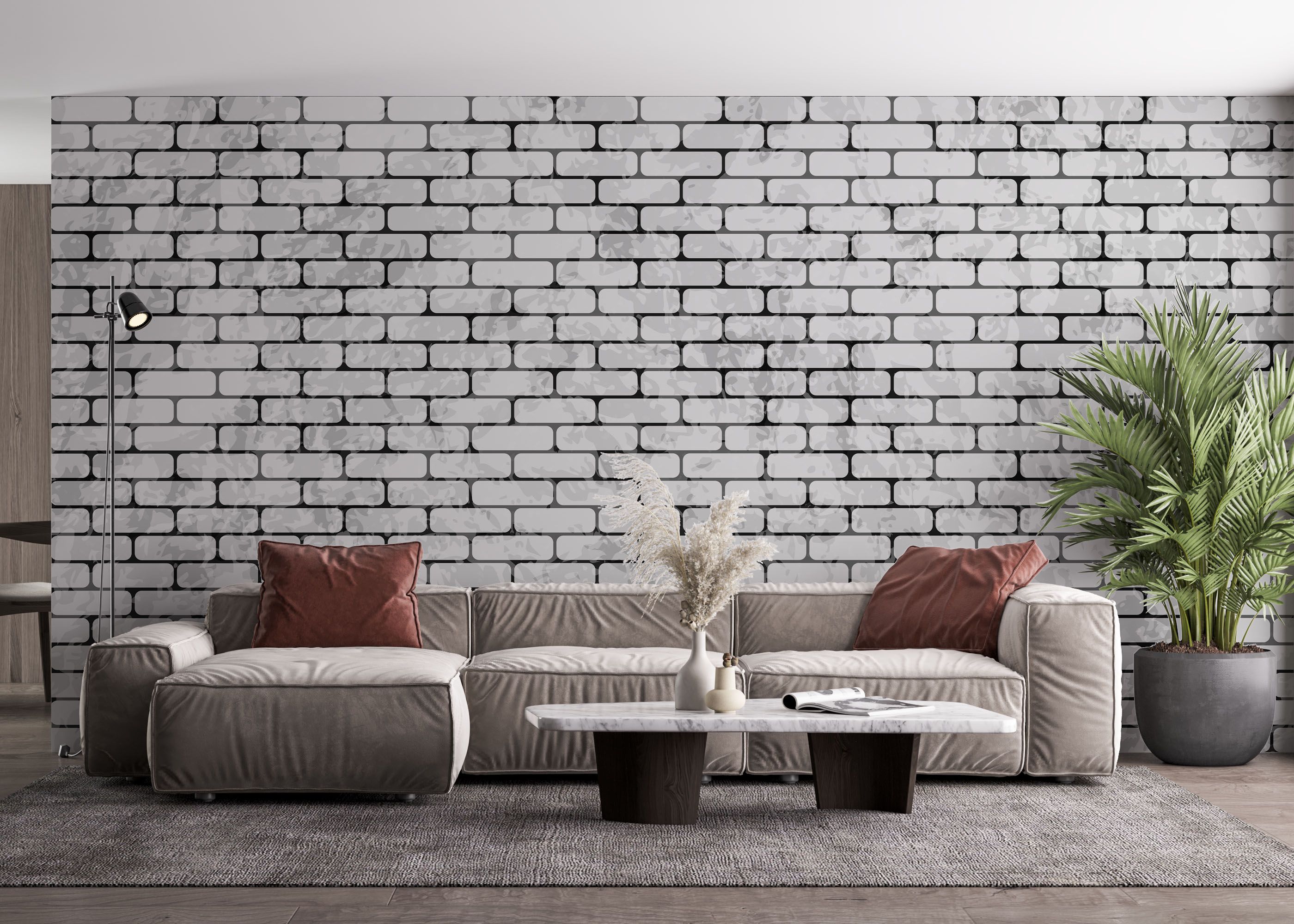 Light Brick Grey Wall mockup 4