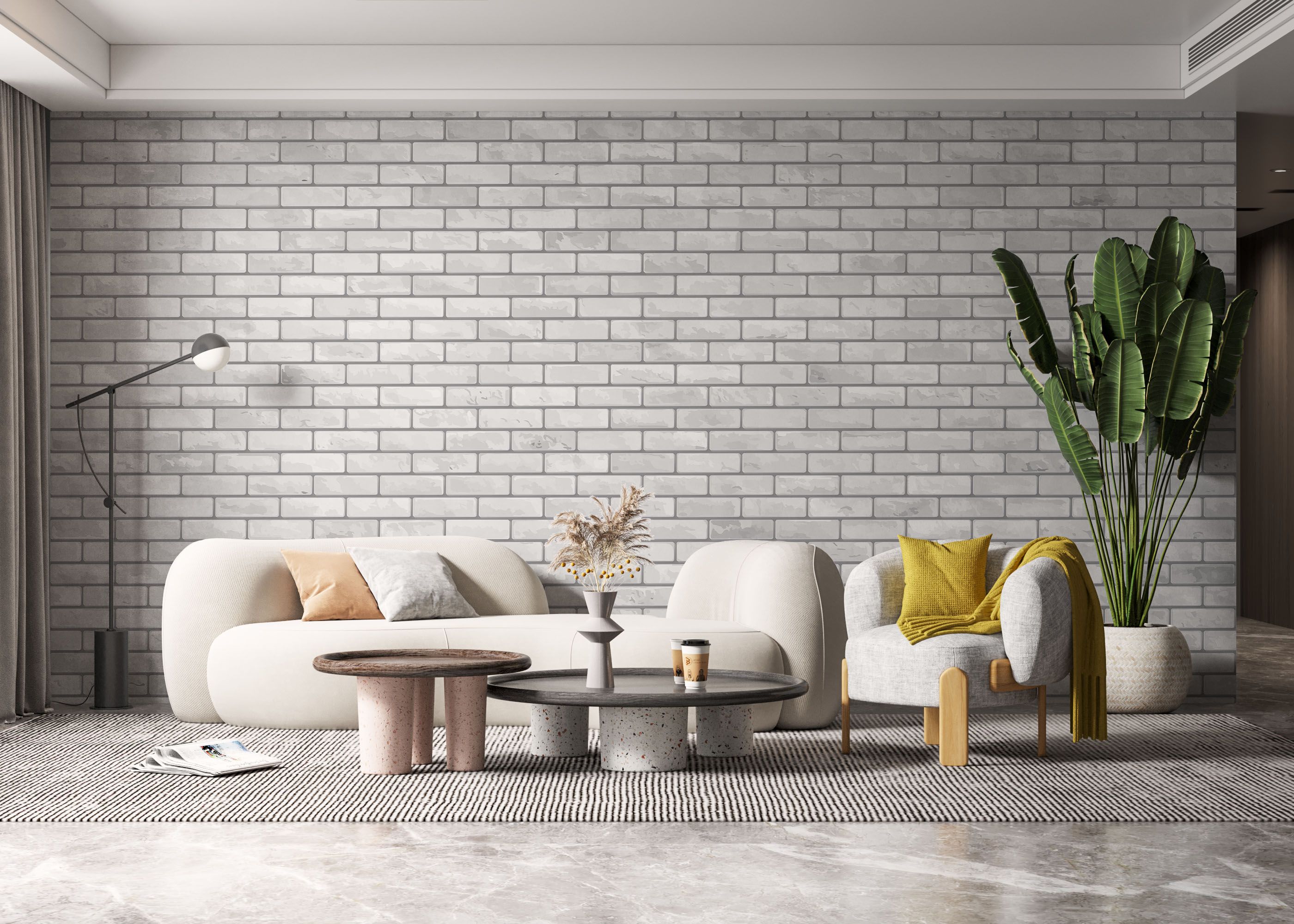 Grey Brick Wall mockup 6