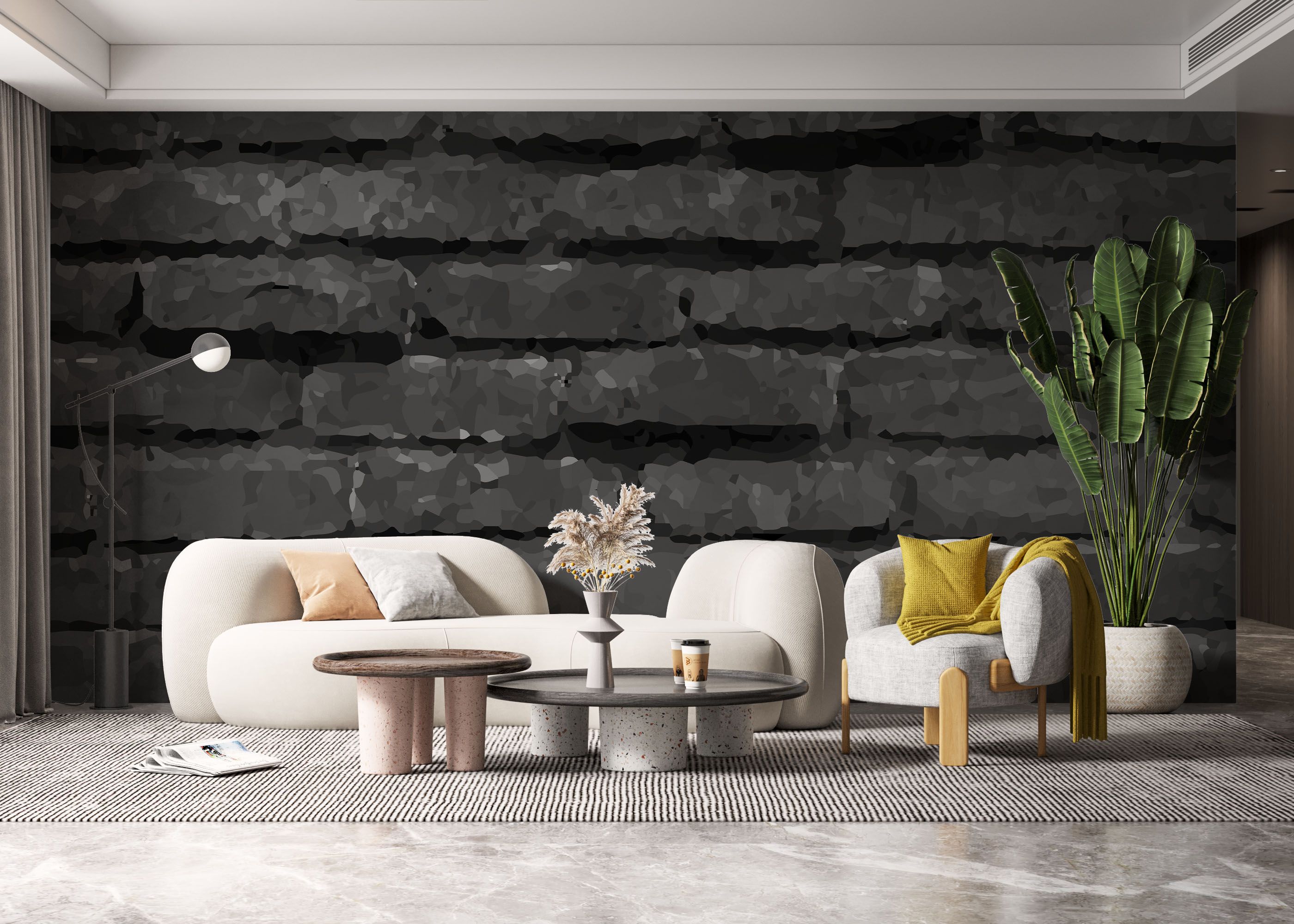 Dark Grey Stone Wall mockup 6