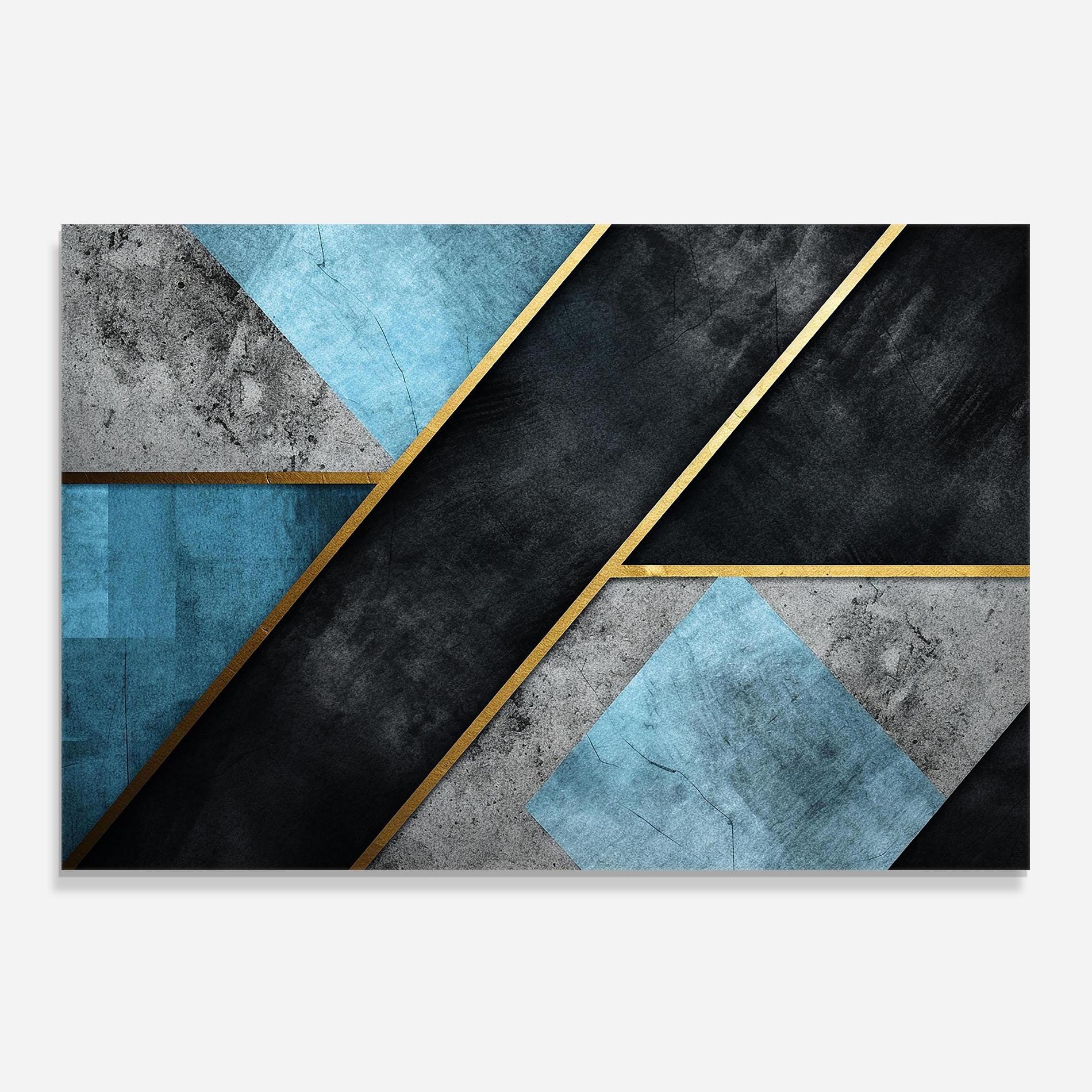 Konyhai üveg hátfal Grey With Blue Painting mockup 0