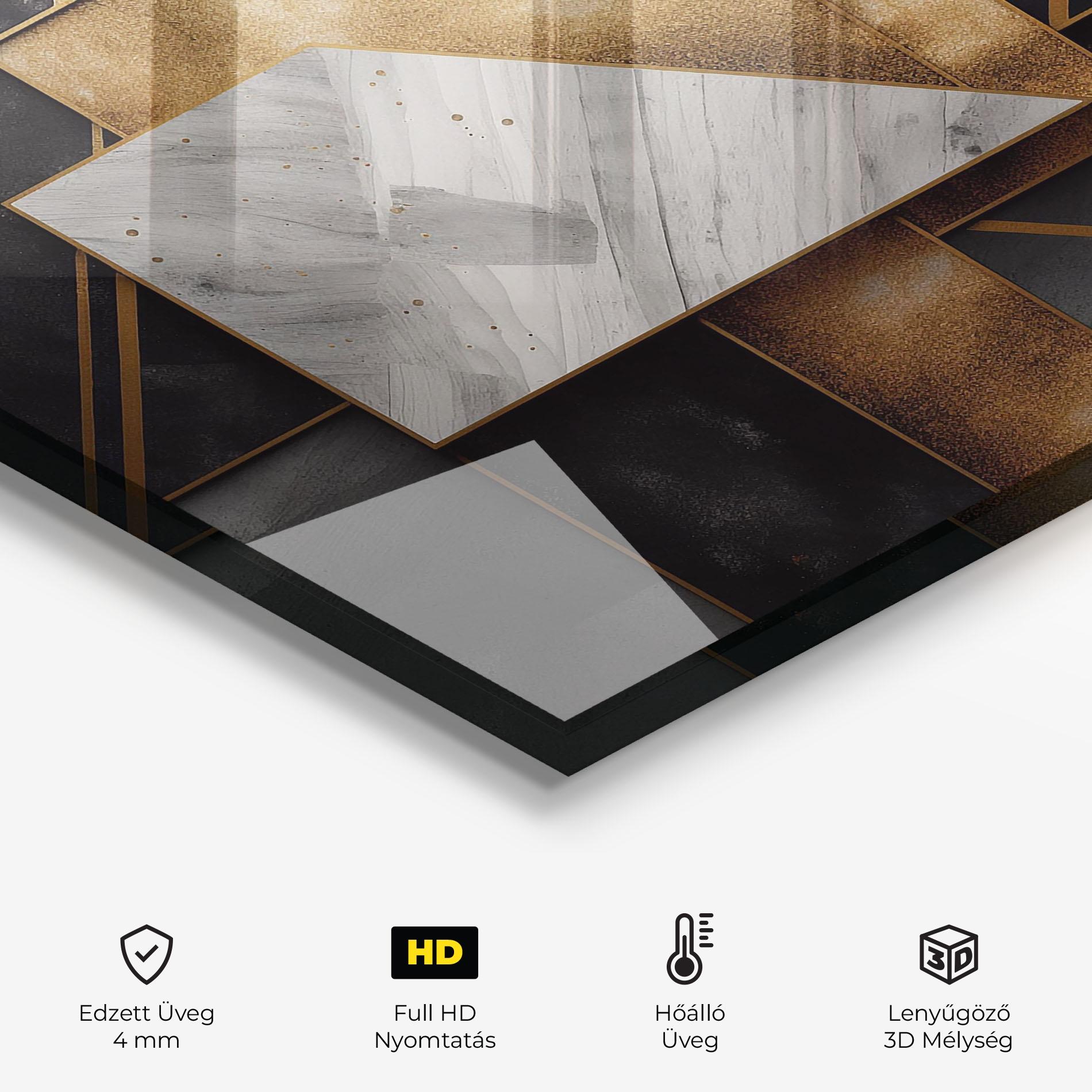Konyhai üveg hátfal Abstract Gold Square mockup 2