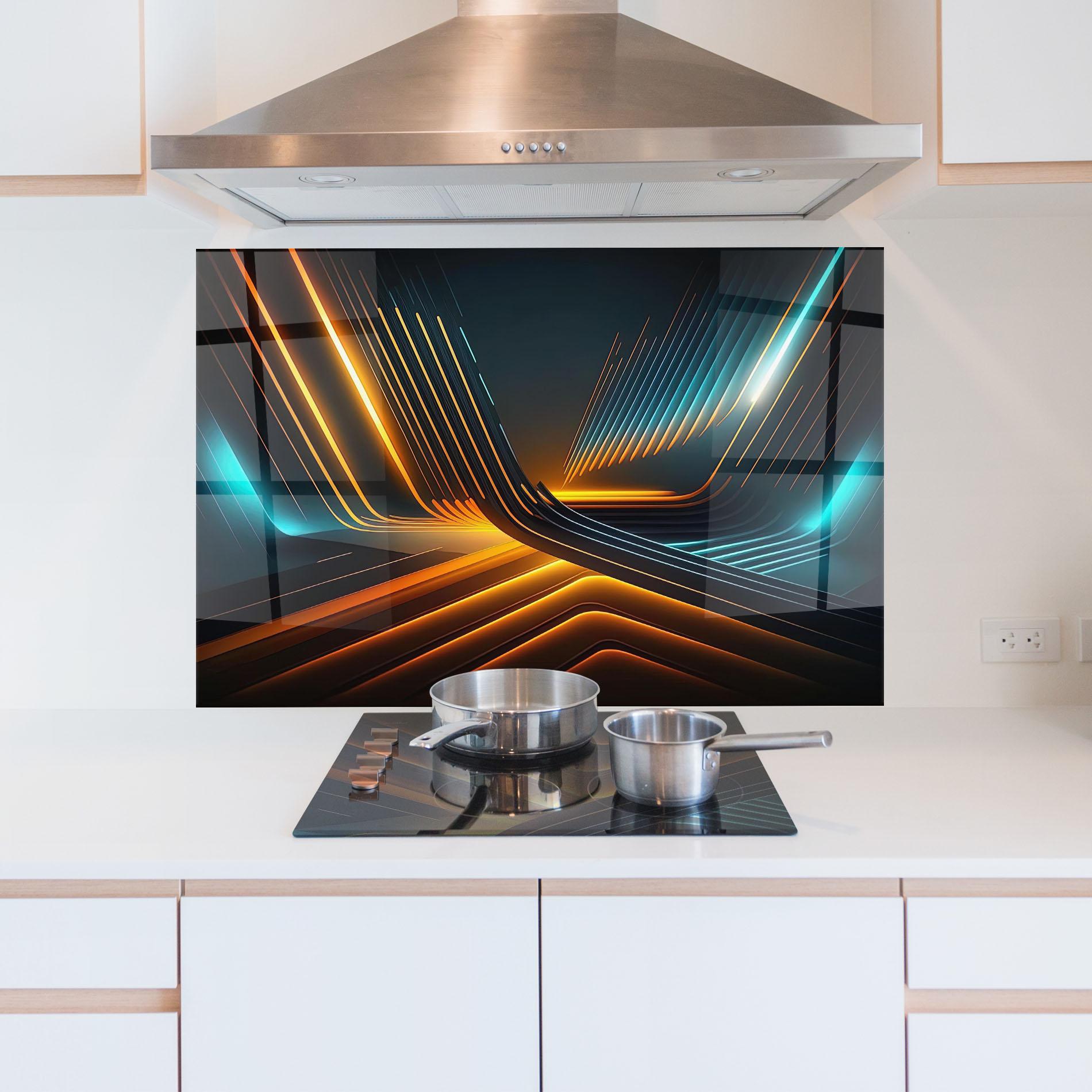 Konyhai üveg hátfal Futuristic Background mockup 5