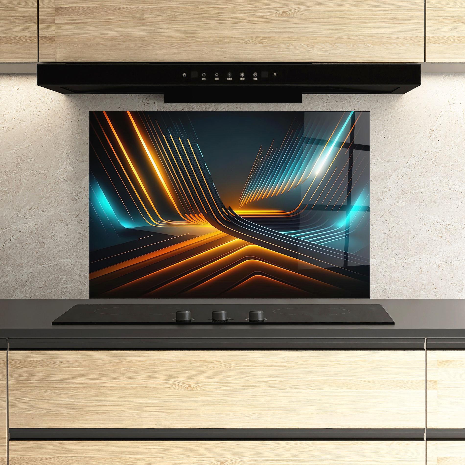 Konyhai üveg hátfal Futuristic Background mockup 3