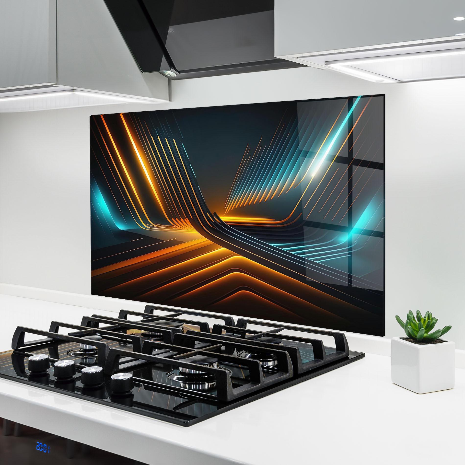 Konyhai üveg hátfal Futuristic Background mockup 6