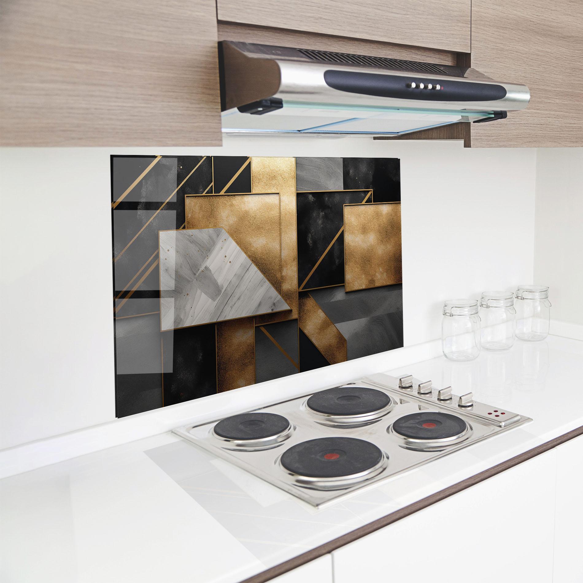 Konyhai üveg hátfal Abstract Gold Square mockup 8