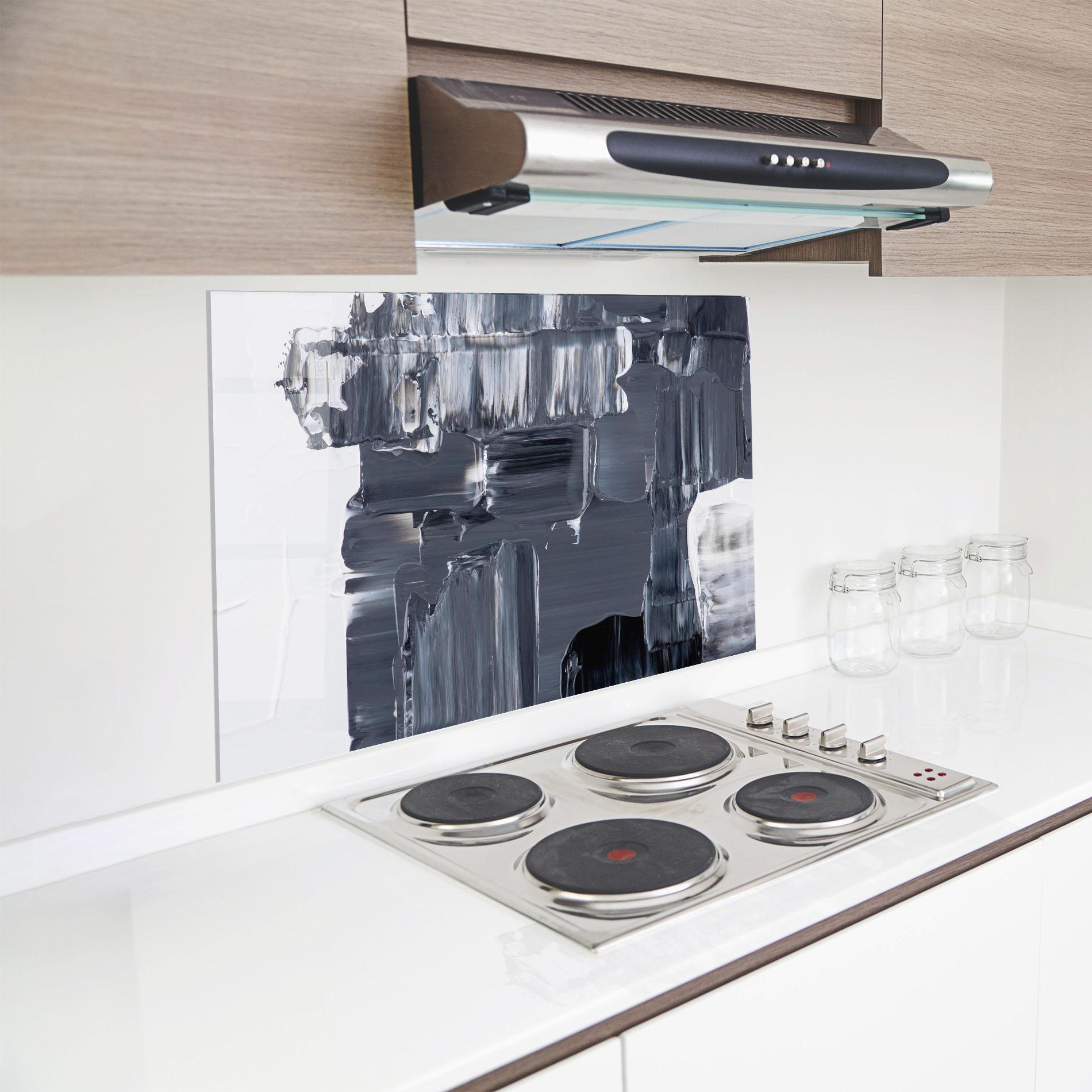 Konyhai üveg hátfal Black Acrylic Painting mockup 8