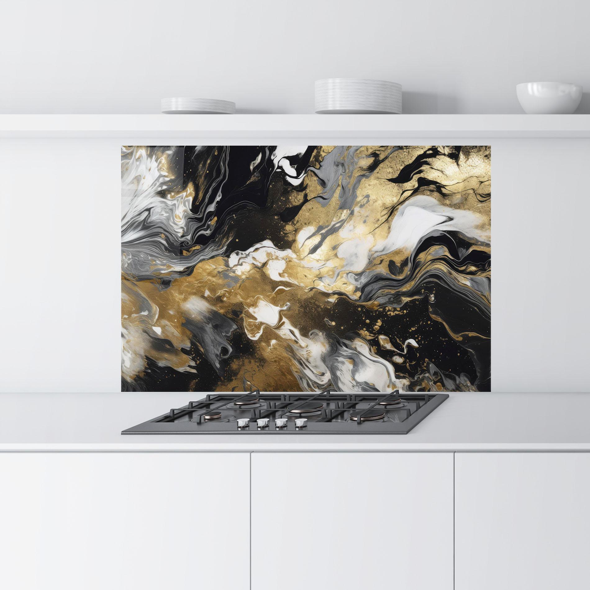 Konyhai üveg hátfal Gold Acrylic Fluid mockup 9