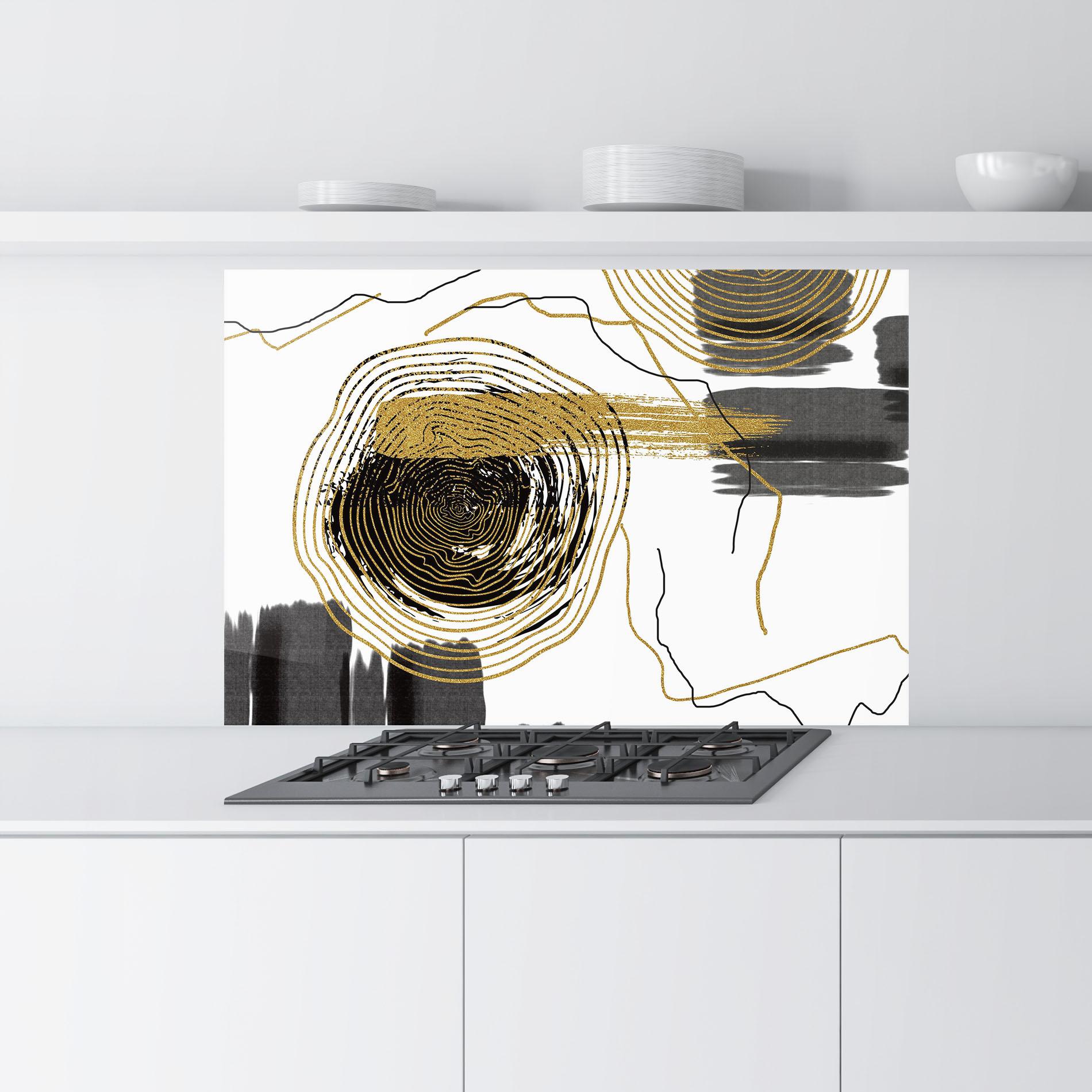 Konyhai üveg hátfal Golden Grey Spiral mockup 9
