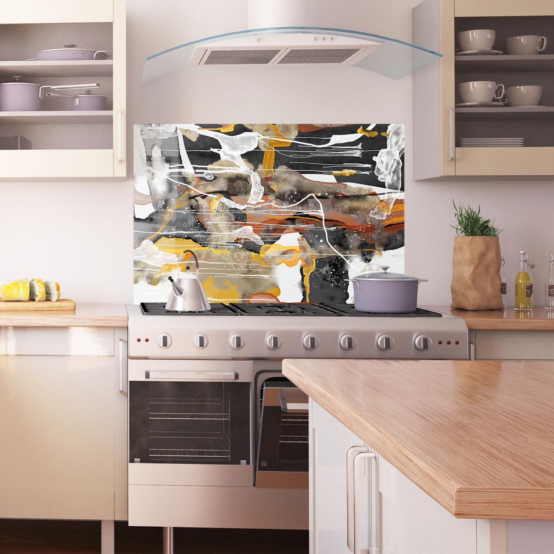 Konyhai üveg hátfal Abstract Water Colors mockup 1