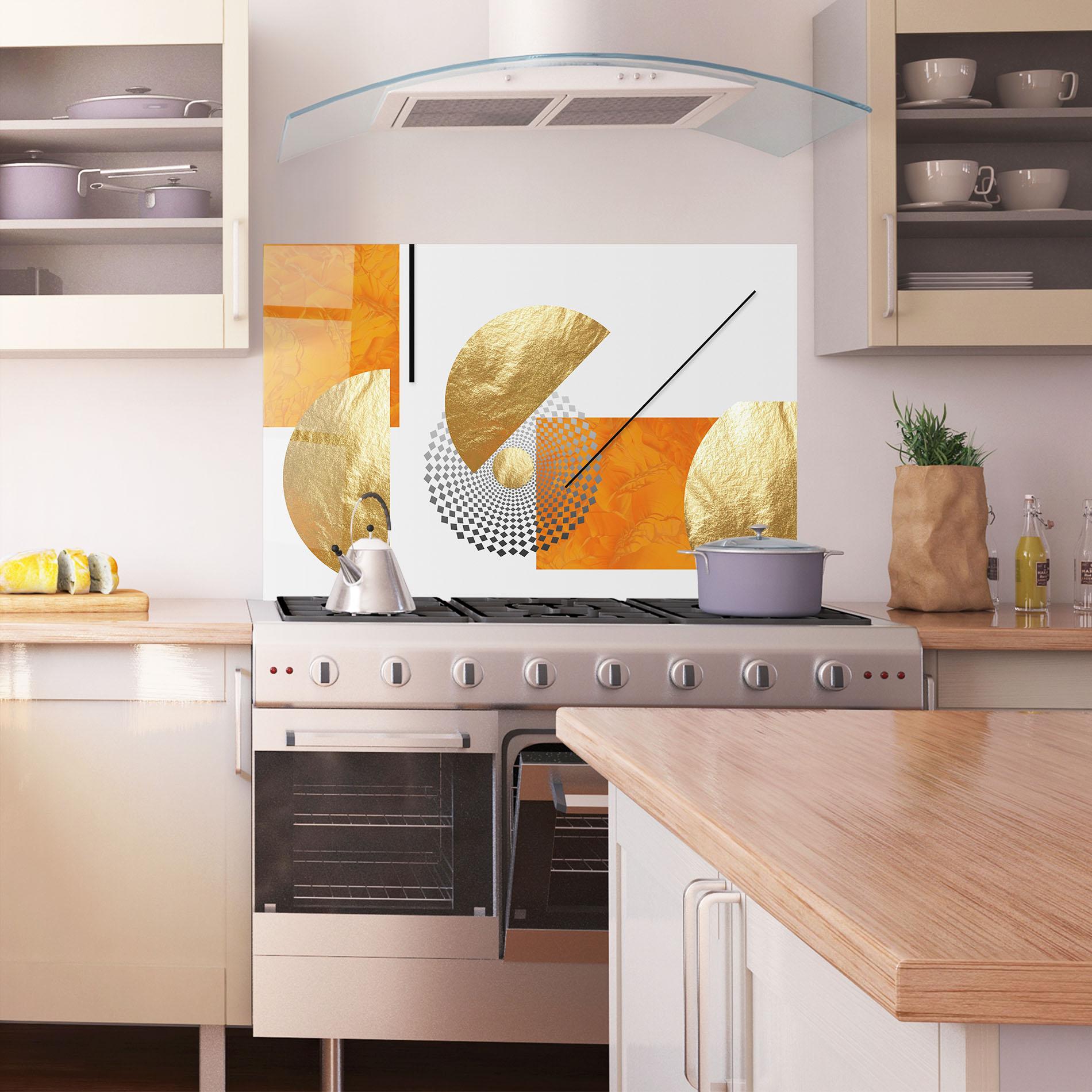 Konyhai üveg hátfal Beautiful Gold Shapes mockup 1