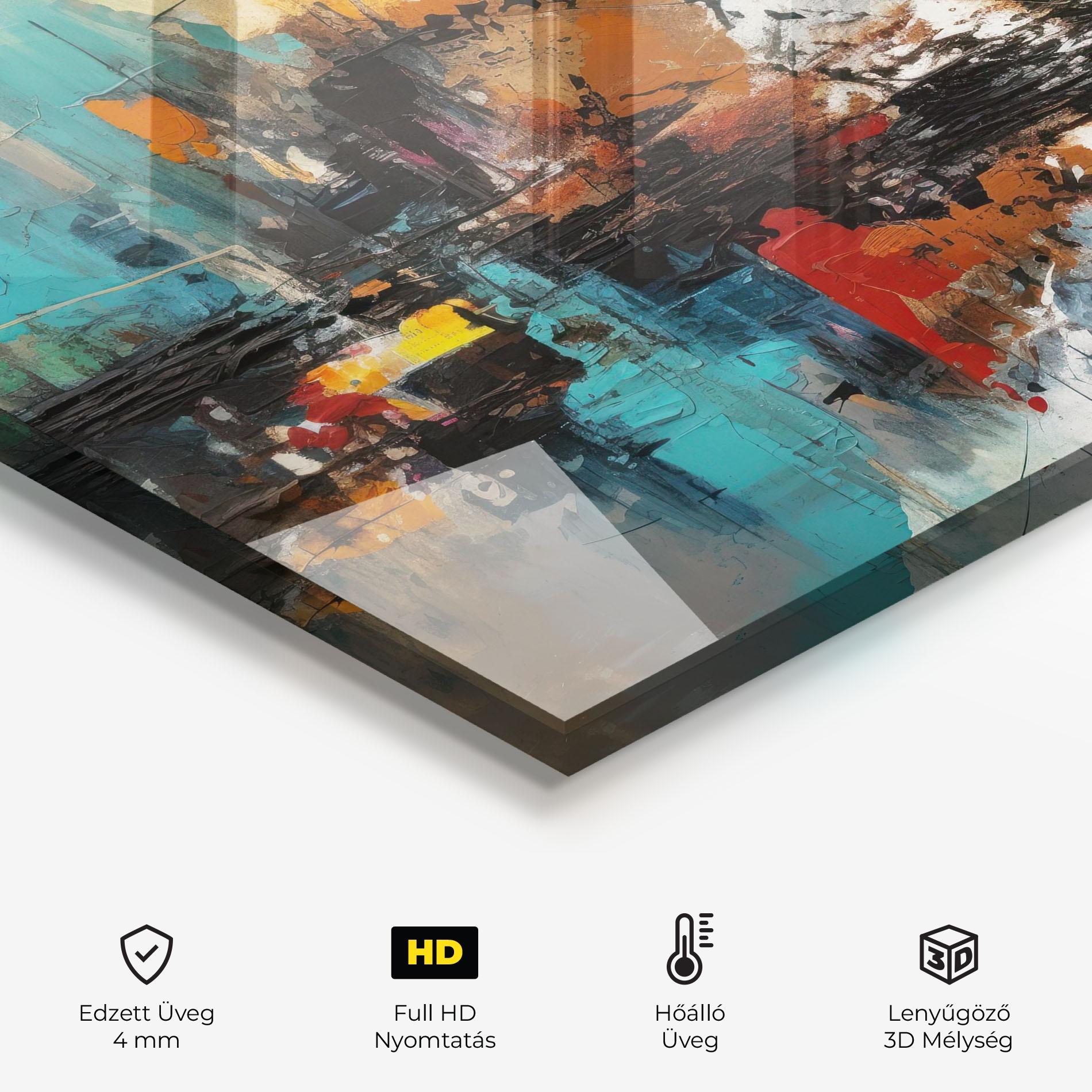 Konyhai üveg hátfal Abstract City Painting mockup 2