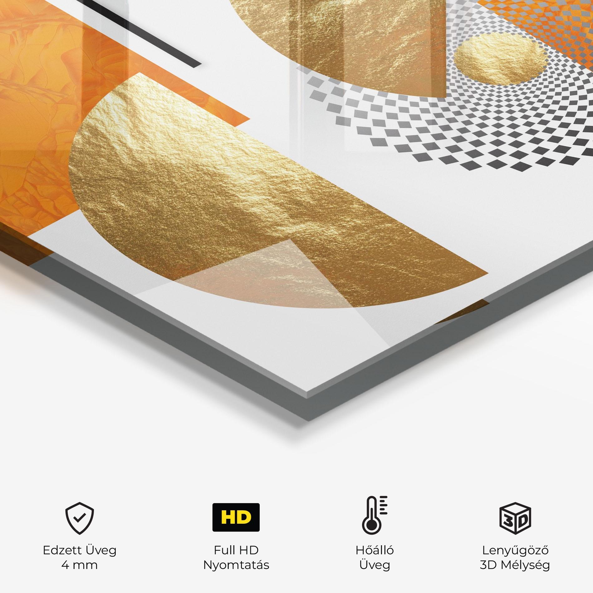 Konyhai üveg hátfal Beautiful Gold Shapes mockup 2