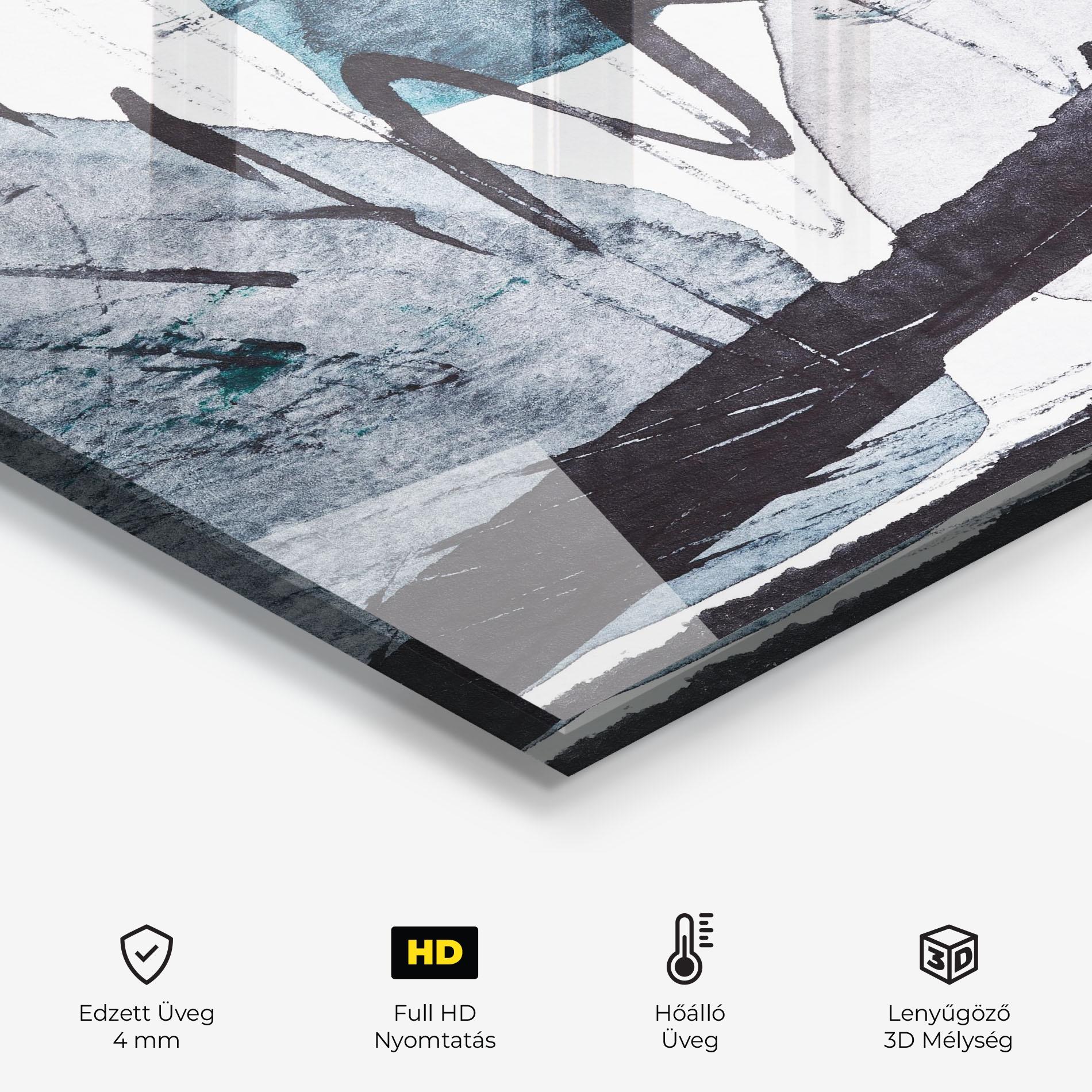 Konyhai üveg hátfal Black Grey Lines mockup 2