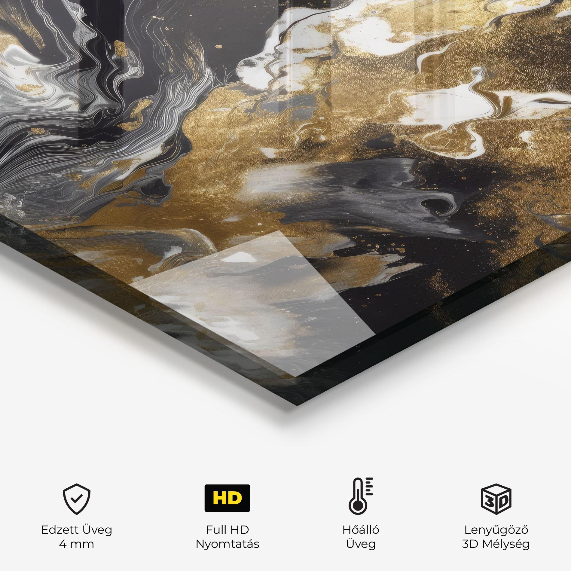 Konyhai üveg hátfal Gold Acrylic Fluid mockup 2