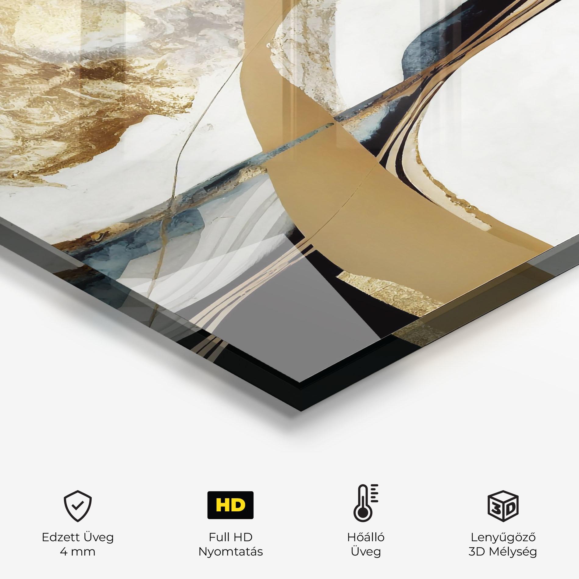 Konyhai üveg hátfal Golden Blue Marble mockup 2