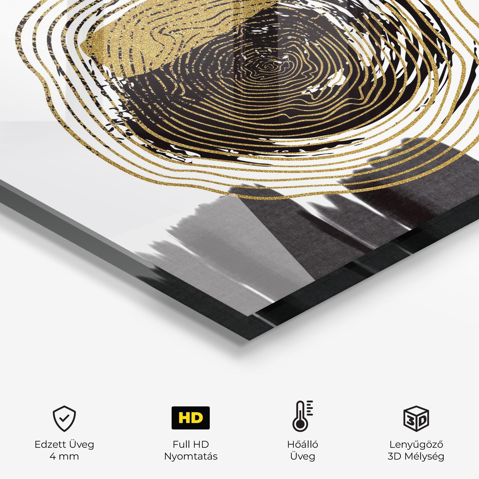 Konyhai üveg hátfal Golden Grey Spiral mockup 2