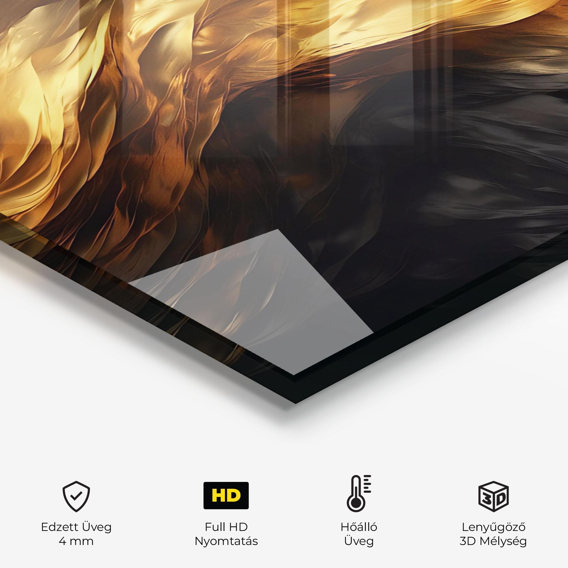 Konyhai üveg hátfal Golden Waves With Black mockup 2